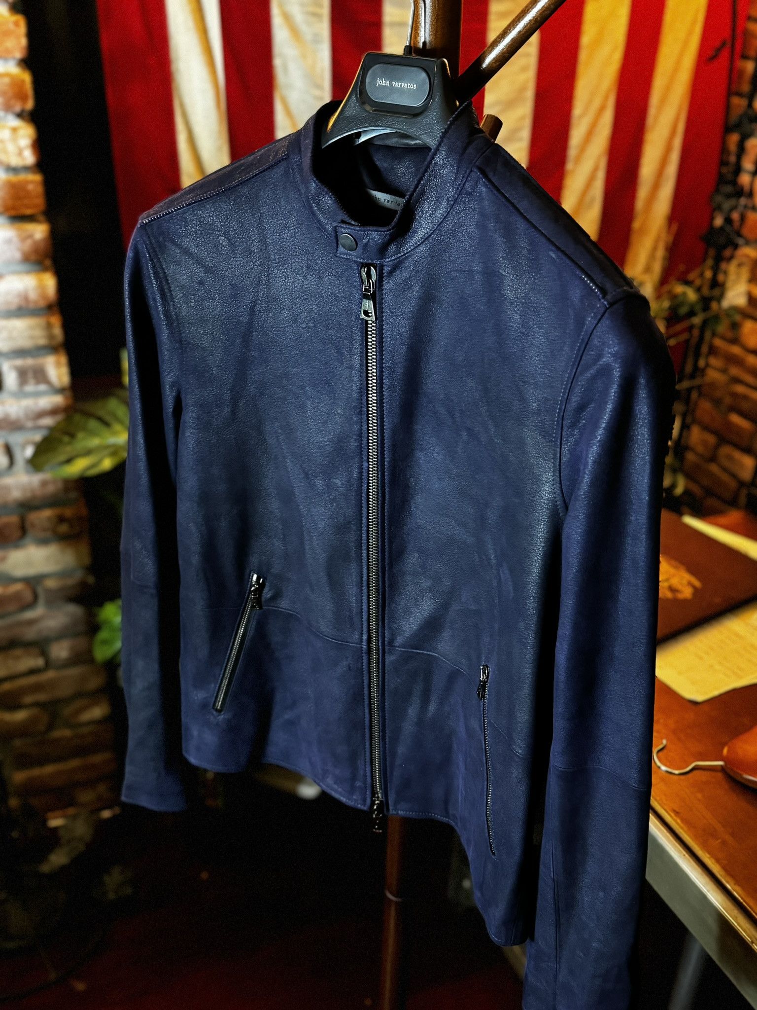 John Varvatos $2298 JOHN VARVATOS Burnished Purple Sheepskin Racer sz. 48 Size US M / EU 48-50 / 2 - 1 Thumbnail
