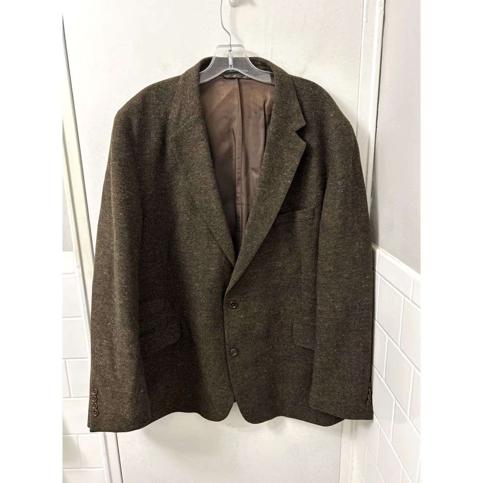 Lands' End Lands' End Blazer Mens 48 Brown Tweed Wool Donegal Two Button Sport Coat Jacket Size 48R - 2 Thumbnail