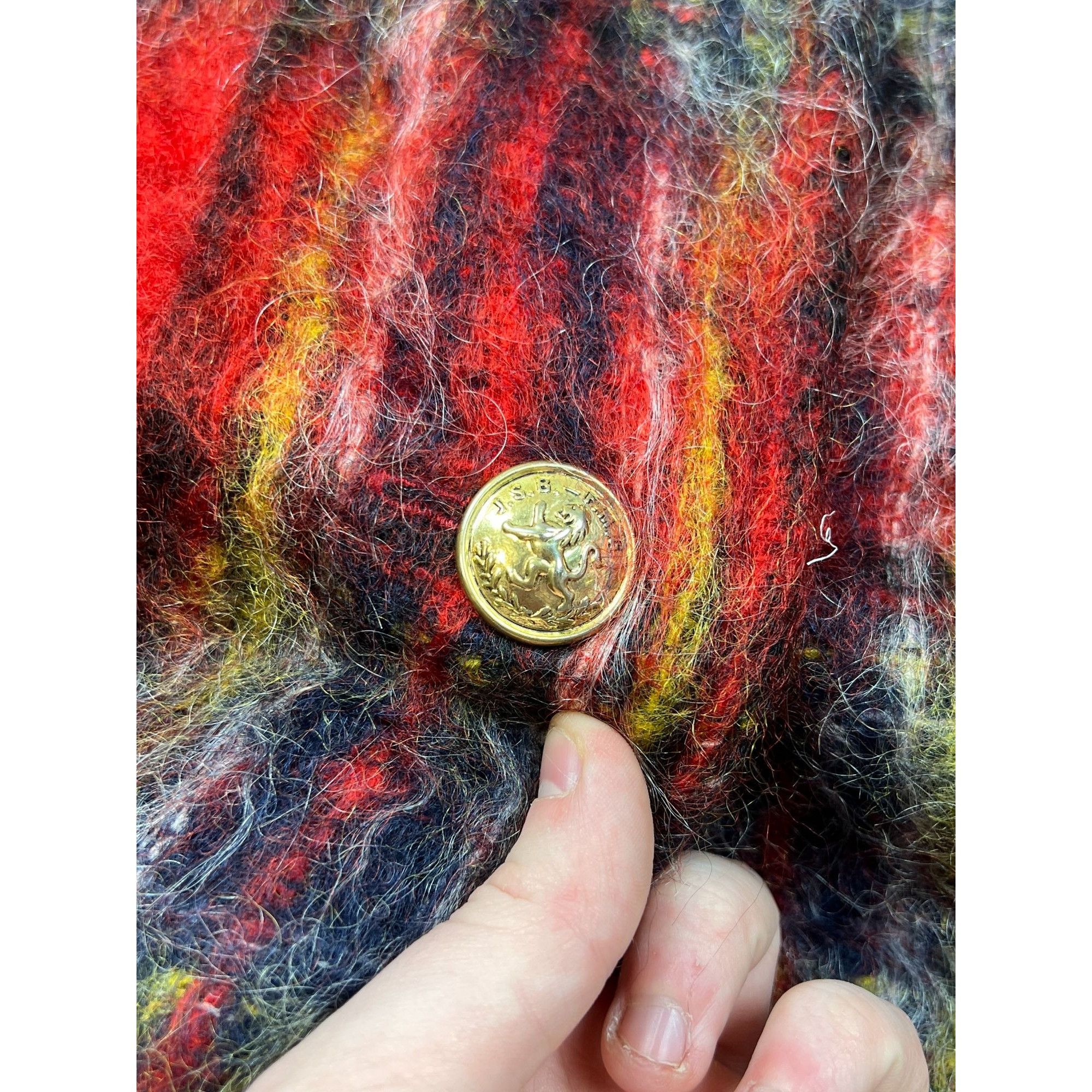 Designer Komplimente Collection Mohair Tartan Coat (Y0678) Size XL / US 12-14 / IT 48-50 - 2 Thumbnail