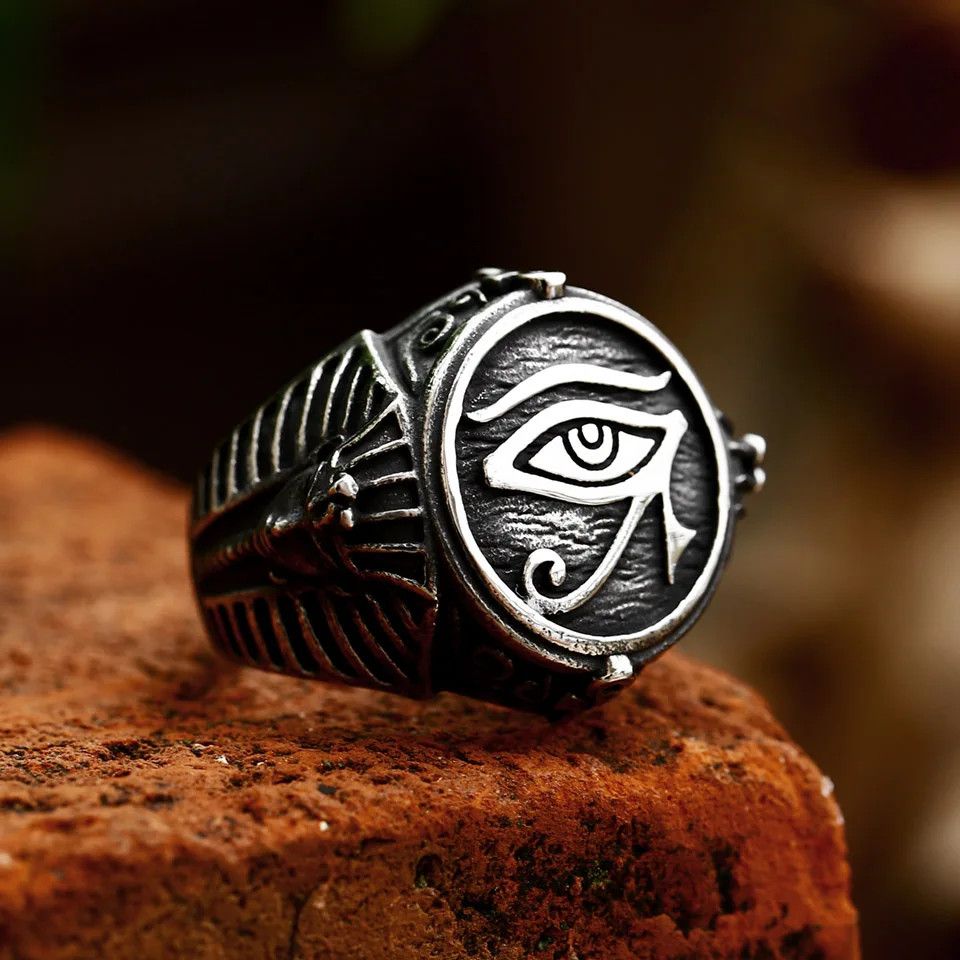 Jewelry × Vintage SIZE 10 316L Stainless Steel Eye of Horus Ancient Egypt Ring Size ONE SIZE - 2 Thumbnail