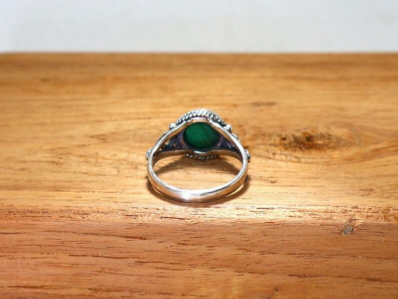 Handmade Malachite Ring: Handmade Sterling Silver Bohemian Jewelry Size ONE SIZE - 6 Thumbnail