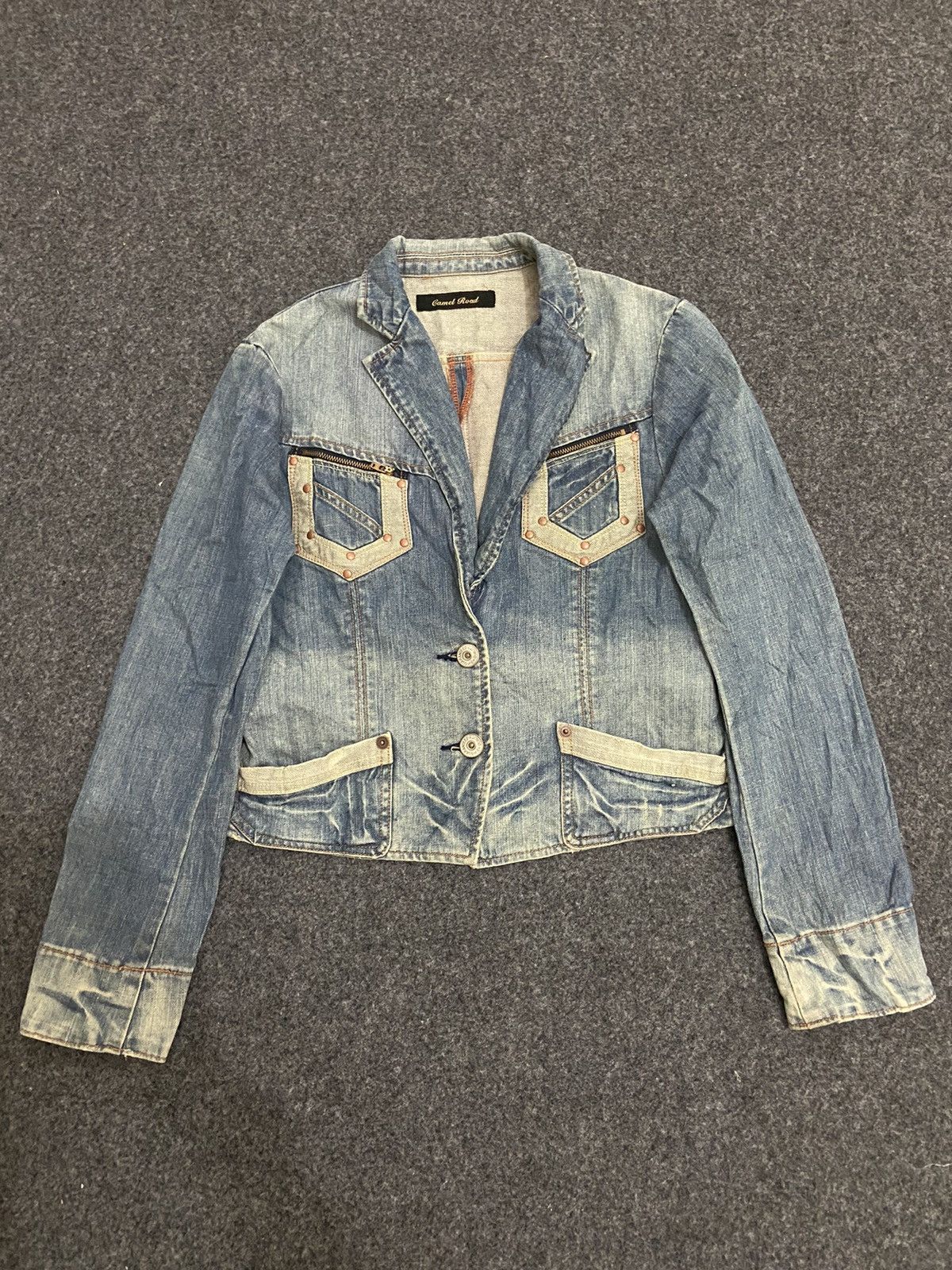 Le Grande Bleu (L.G.B.) × Vintage vintage Y2K camel road denim women jacket Size L / US 10 / IT 46 - 1 Thumbnail