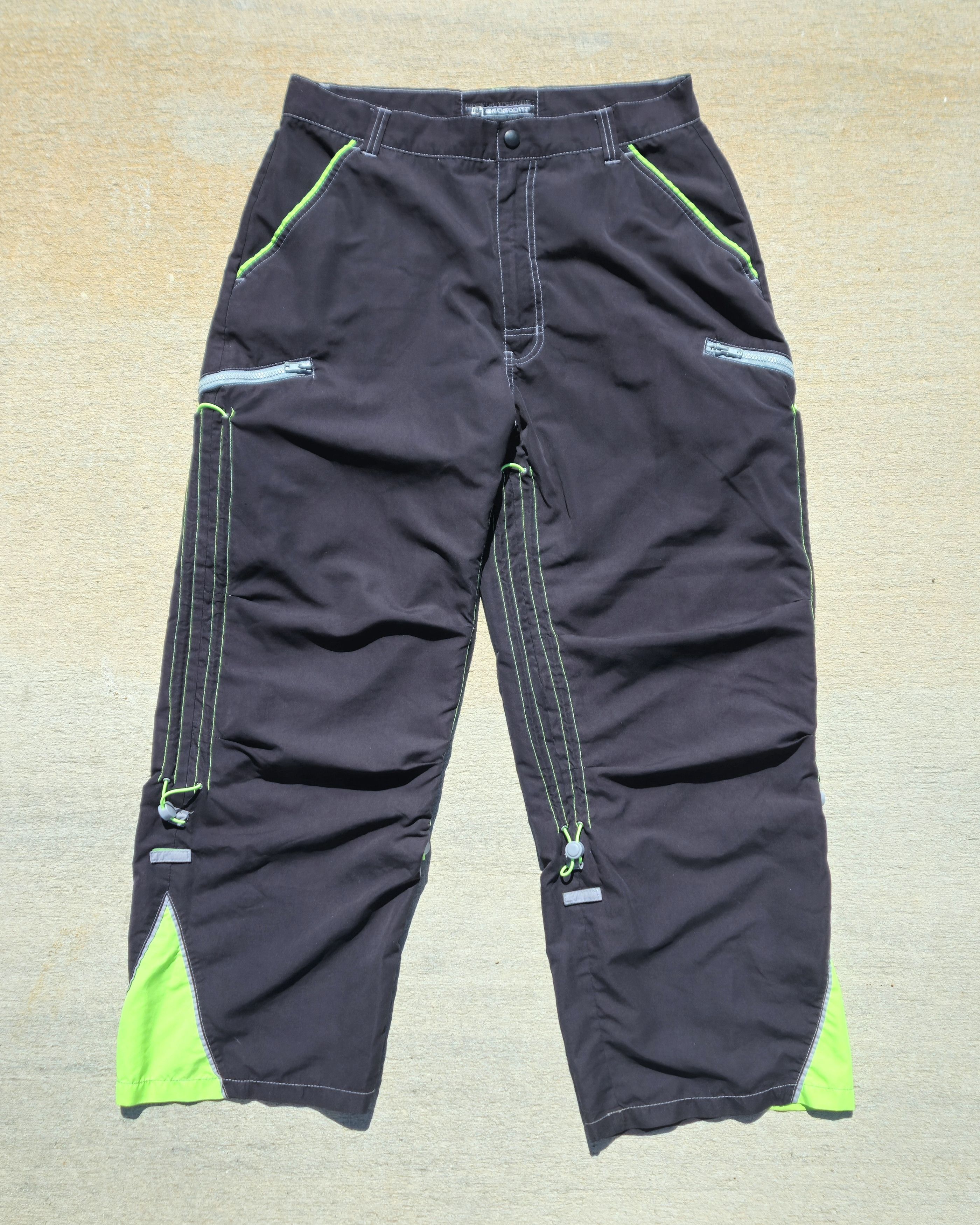 Tripp NYC Vintage Macgear Rave Pants Black Neon Green Kikwear JNCO Size US 36 / EU 52 - 2 Thumbnail
