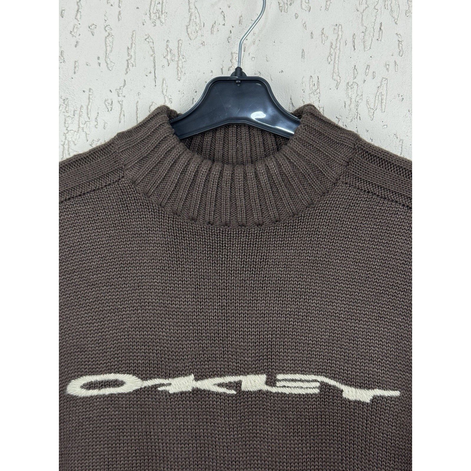 Oakley Vintage 90s Oakley Knit Sweater Wool Blend Brown Spellout Mo Size US L / EU 52-54 / 3 - 5 Thumbnail