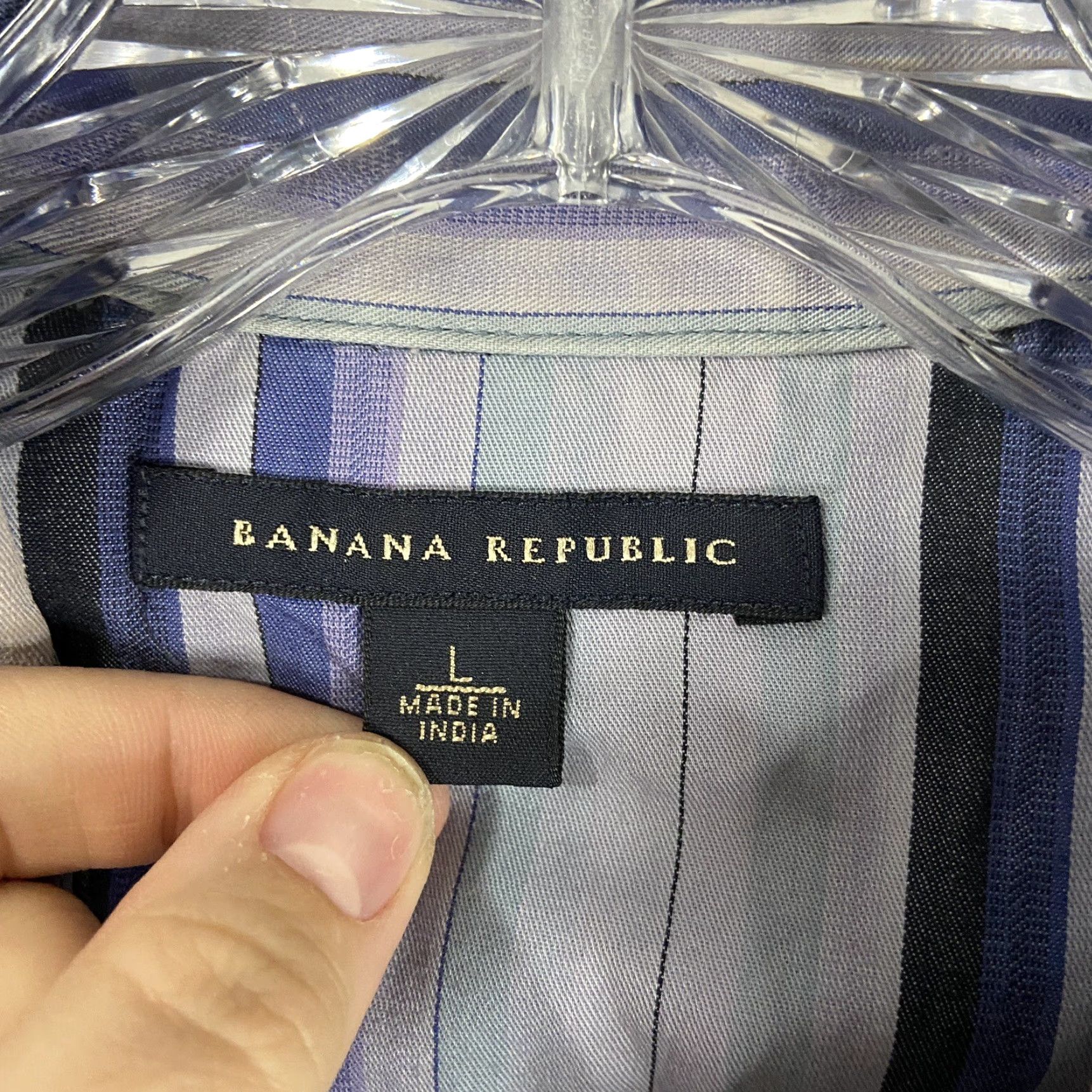 Banana Republic BANANA REPUBLIC Men's L Short Sleeve Striped Button-Up Shirt Multicolor Embroidered Size US 33 - 6 Thumbnail