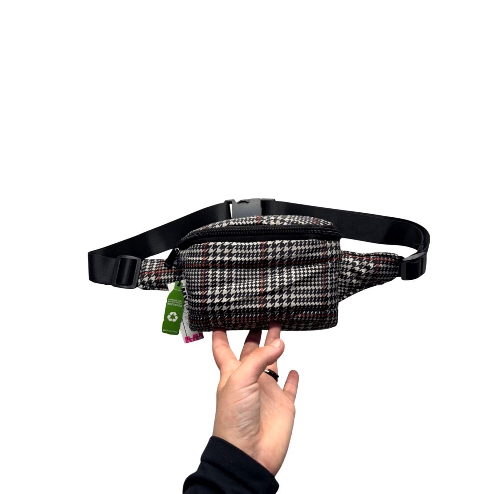 Vintage MyTagalongs Houndstooth Belt Bag Crossbody Strap Black White Zip Bag Charm Womens Size ONE SIZE - 2 Thumbnail