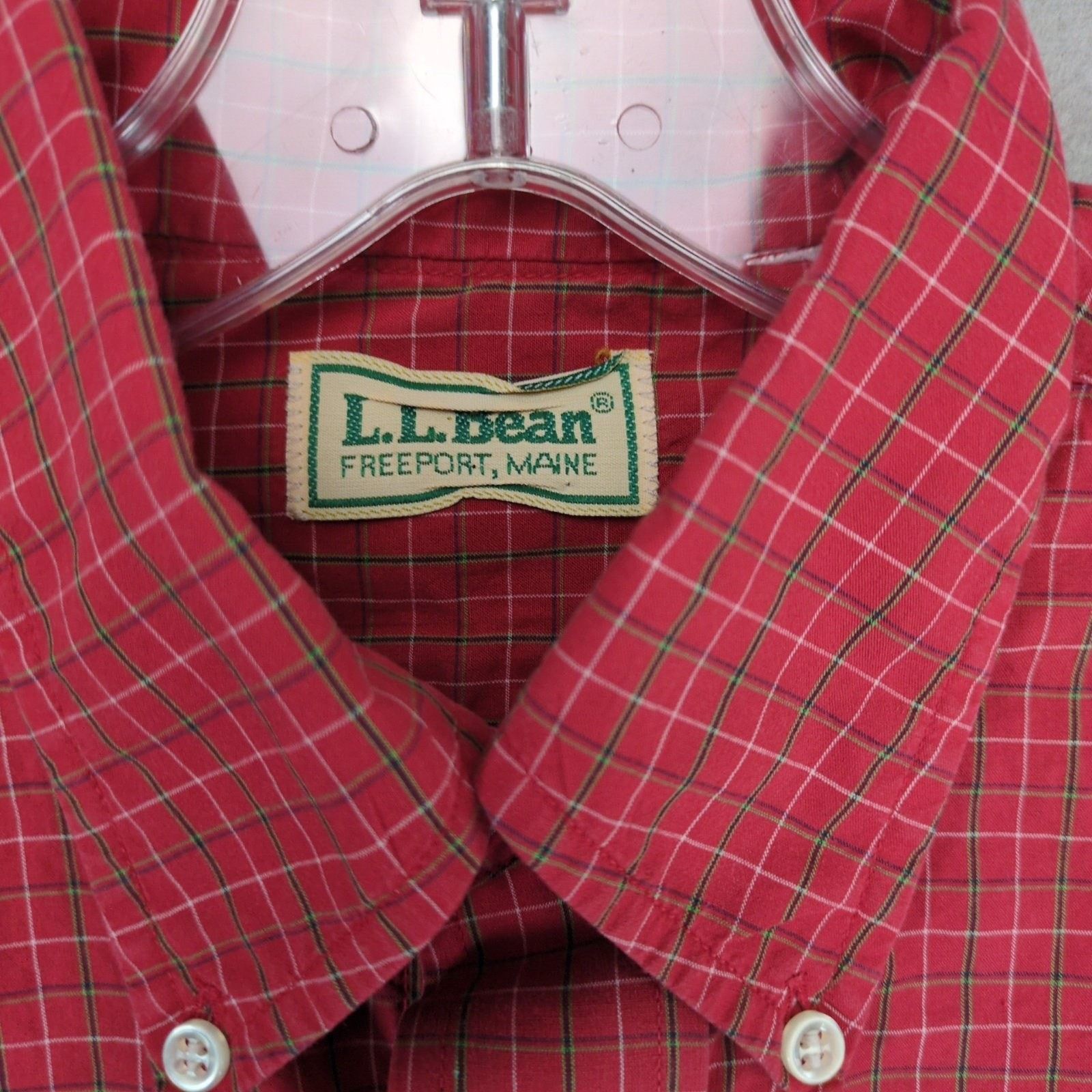 L.L. Bean Vtg 80s L.L. Bean Men's Red Check Plaid Button Down Shirt Size US S / EU 44-46 / 1 - 2 Thumbnail