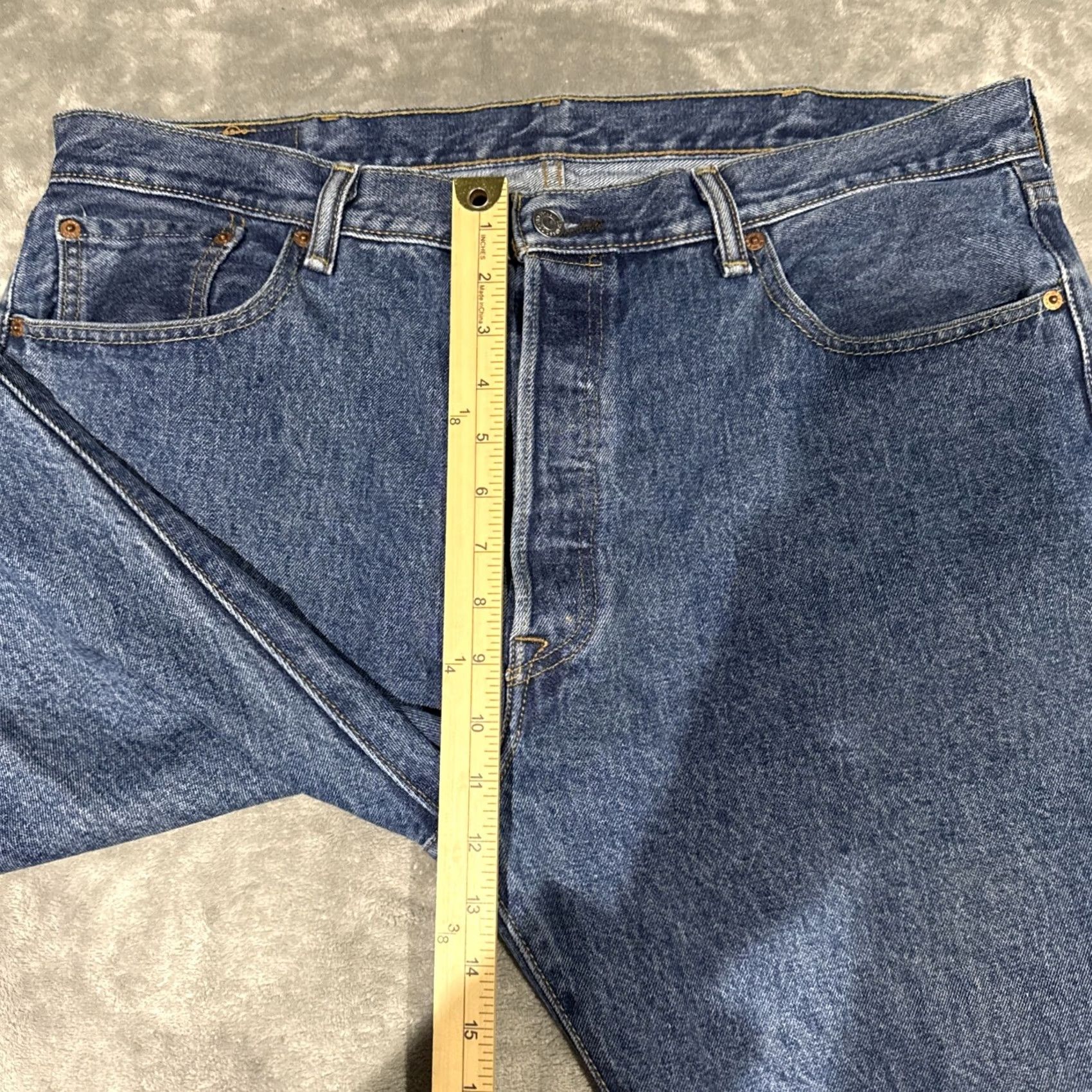 Levi's Levi's 501 Jeans Mens 38x32 Blue Straight Button Fly Denim Logo Workwear Regular Fit Pants Size US 38 / EU 54 - 5 Thumbnail
