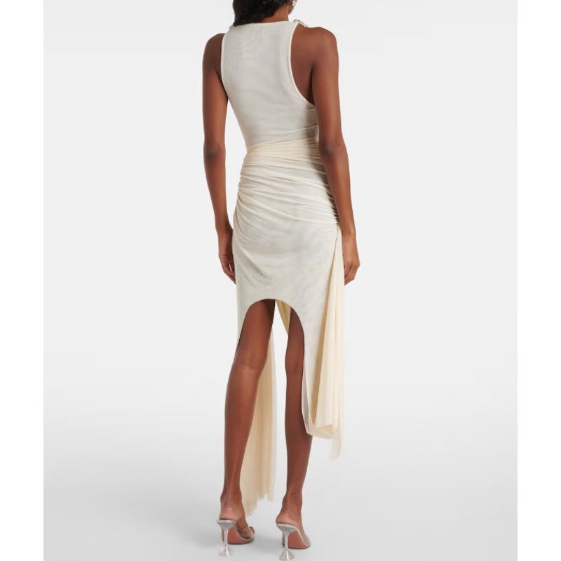 Other NWT David Koma Cream Crystal Claw Draped Mesh Dress US 6 Size M / US 6-8 / IT 42-44 - 5 Thumbnail