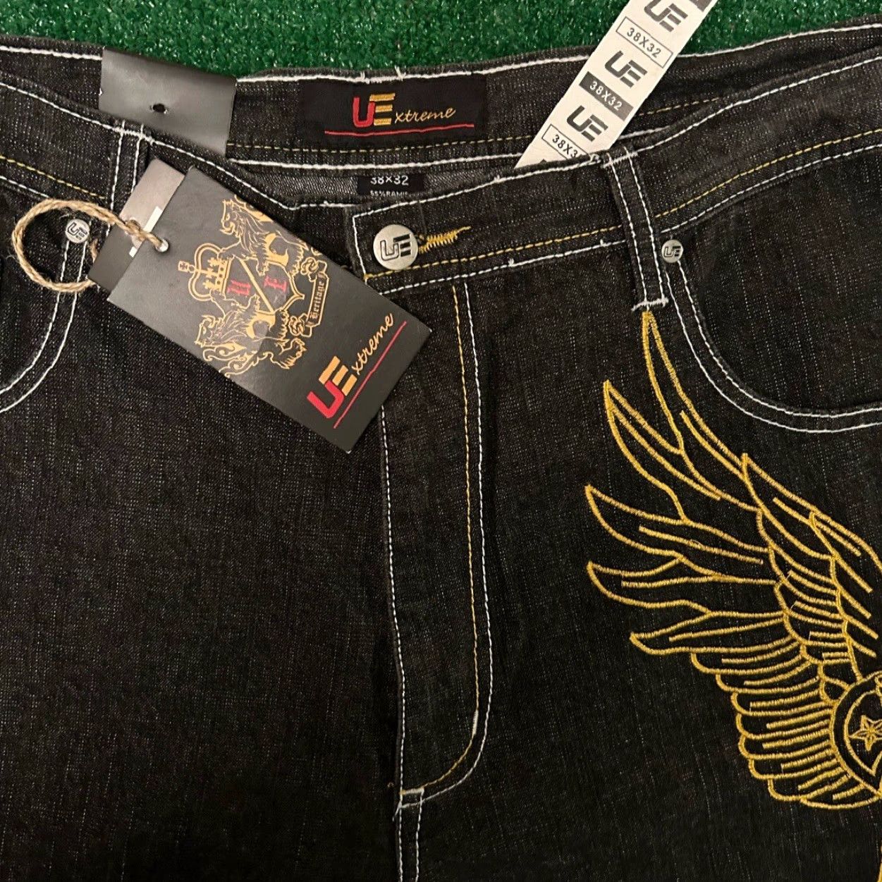 Vintage VINTAGE UE Xtreme Baggy Skater Grunge Jeans VTG Mens Size 38 Army Wings Embroidered Jeans Style Wide-Leg 32 Inseam Mens Size US 38 / EU 54 - 4 Thumbnail