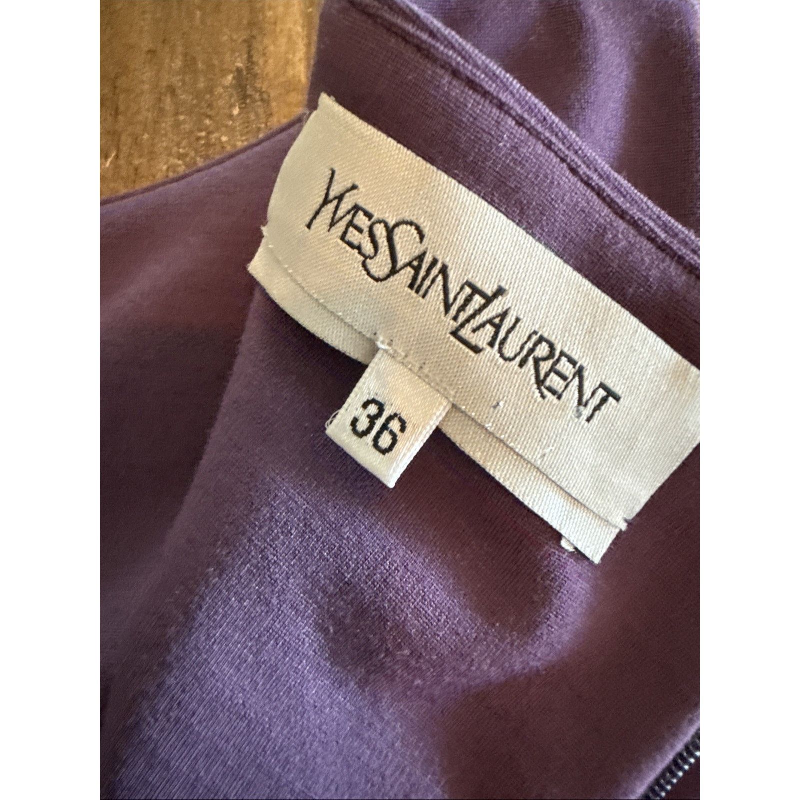 Yves Saint Laurent YSL Yves Saint Laurent Dress Aubergine Wool Blend Sleeveless Size XS / US 0-2 / IT 36-38 - 8 Thumbnail