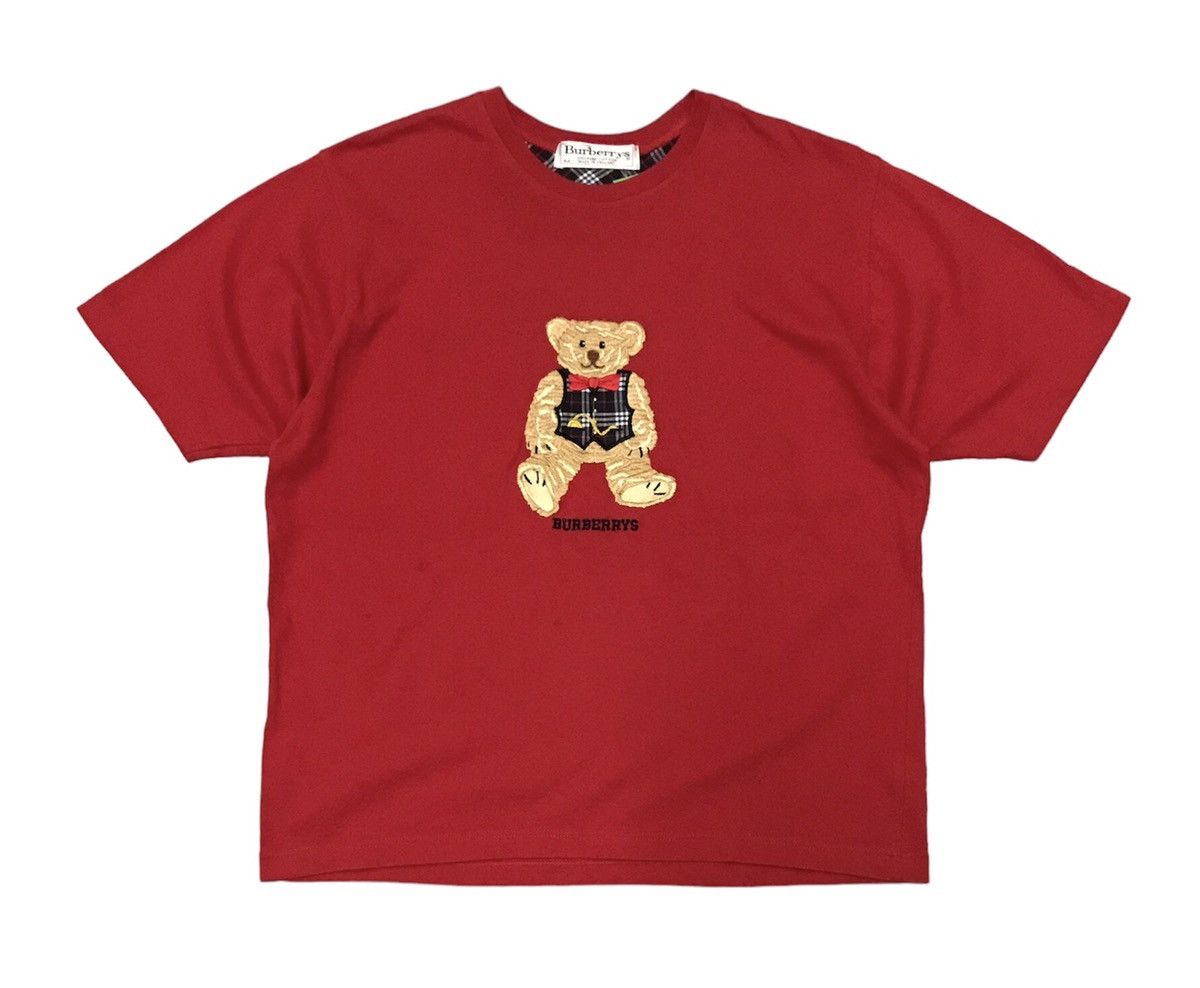 image of Burberry Embroidery Bear Logo Tshirt in Red, Men's (Size Medium)