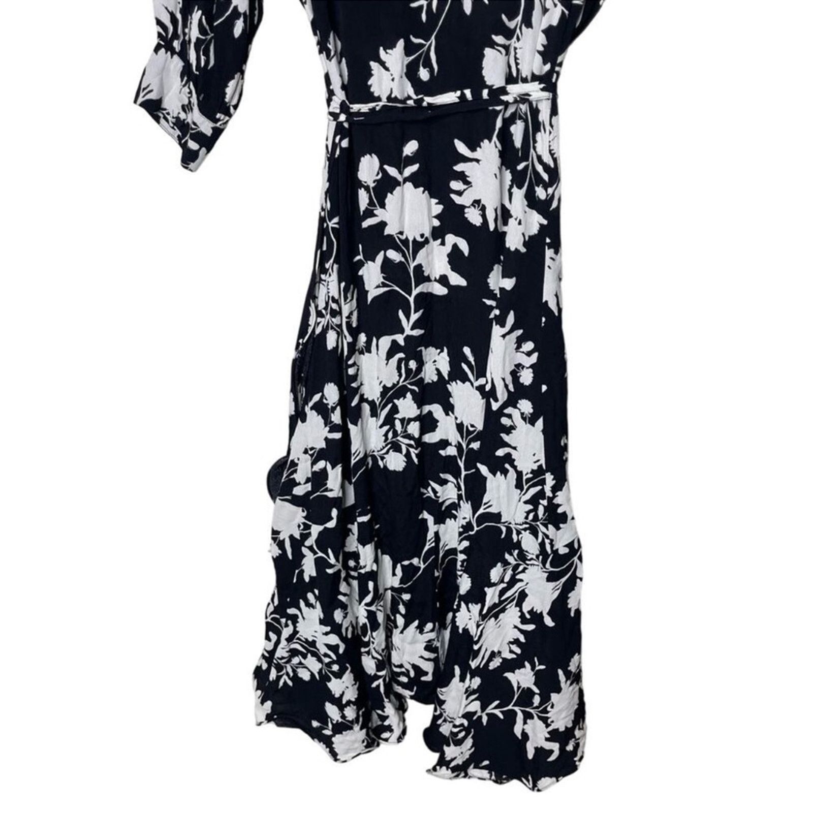 Other JOHANNA ORTIZ H&M BLACK & WHITE ORCHID FLORAL WRAP DRESS Size XL / US 12-14 / IT 48-50 - 5 Thumbnail