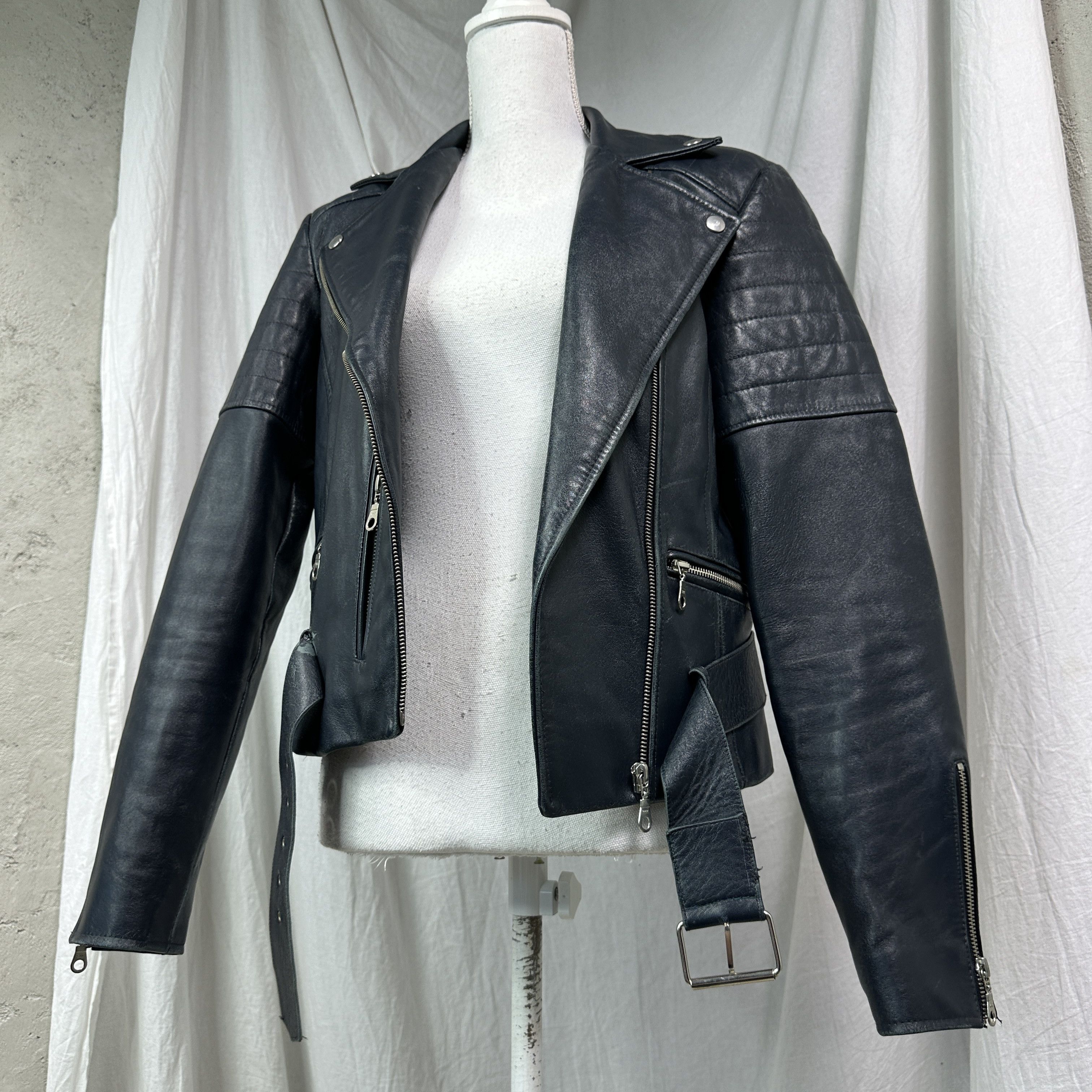 Vintage Vintage Leather Biker Moto Racing Crop Jacket 90s Size US S / EU 44-46 / 1 - 5 Thumbnail
