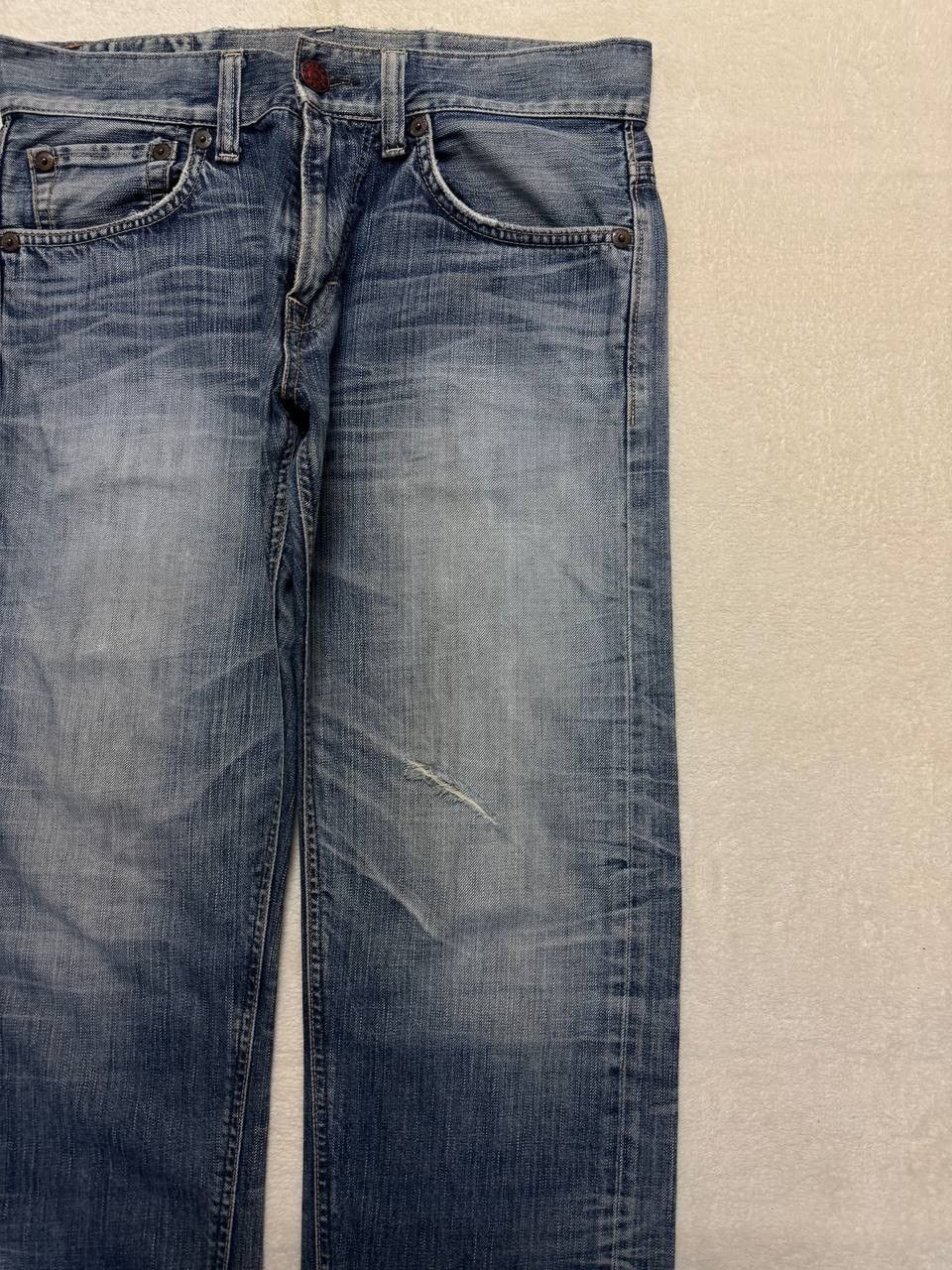 Japanese Brand THRASHED 90s Edwin Sick Faded Distressed Twist Leg Blue Jean Size US 32 / EU 48 - 7 Thumbnail