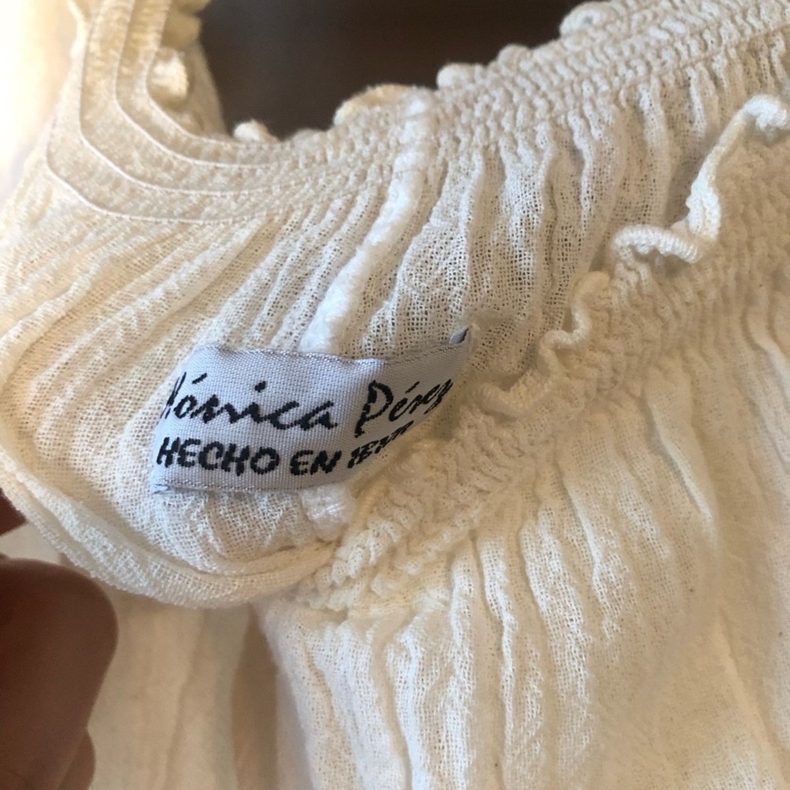 NBDN Nobrandedon Dress White linens stretch with knitted embroidery. Size S / US 4 / IT 40 - 3 Thumbnail
