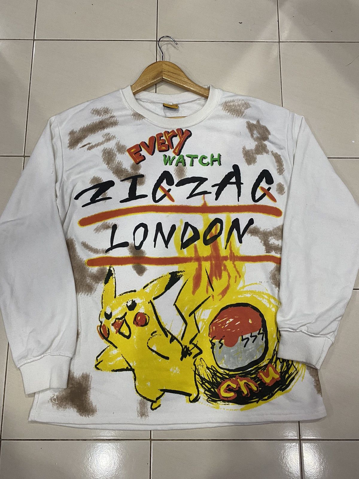 Vintage Pokemon Pikachu Full Print Crayon Sweatshirt