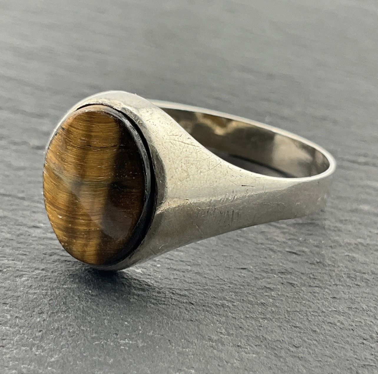 Vintage Vintage Tigers Eye Sterling Silver Signet Ring, UK Size Z, US Size 12 1/2, EU Size 68 Size ONE SIZE - 4 Thumbnail