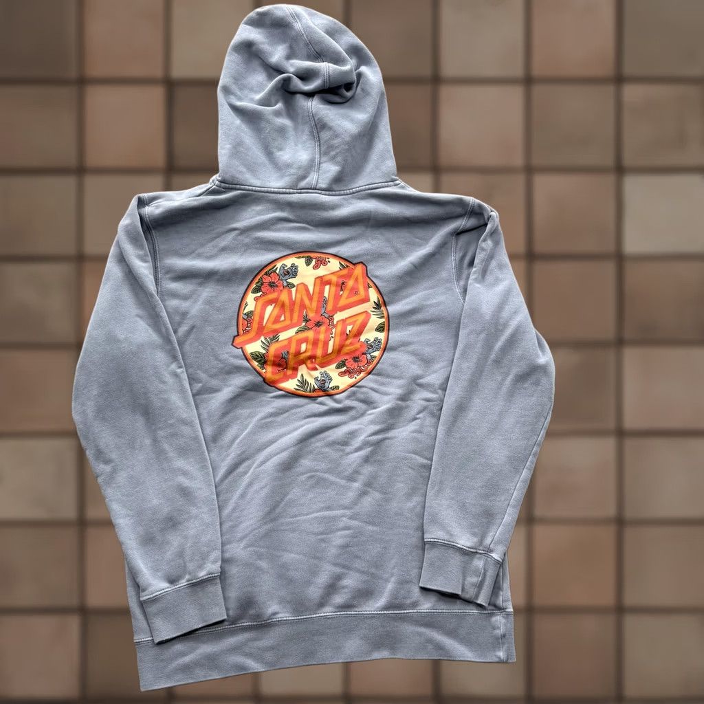 Vintage Santa Cruz Hoodie Mens Medium Blue Fleece Sweatshirt Floral Graphic Size US M / EU 48-50 / 2 - 1 Thumbnail