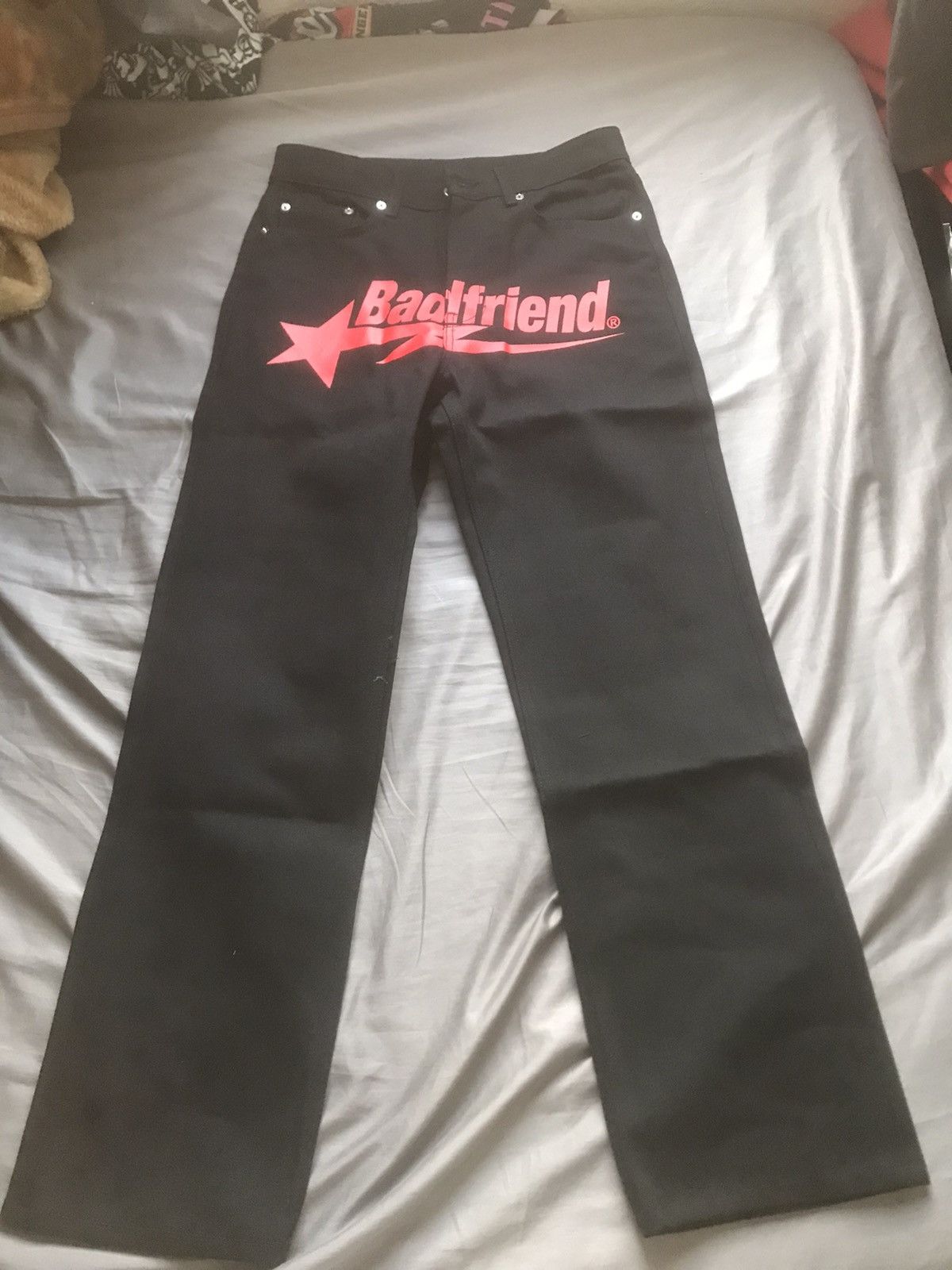 image of Badfriend Red Logo Star Denim in Black/Red, Men's (Size 30)