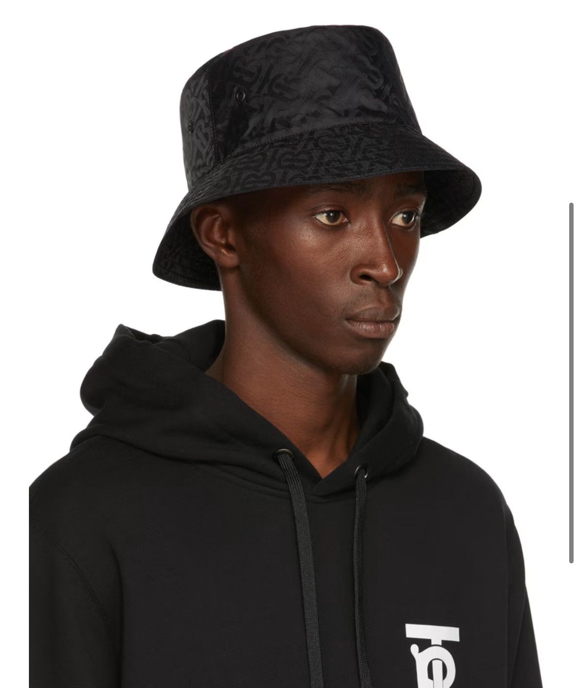 Burberry BURBERRY Black Jacquard Monogram Bucket Hat Size ONE SIZE - 4 Thumbnail