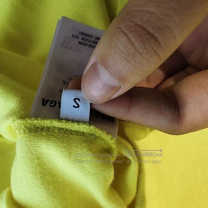 Balenciaga Balenciaga Bright Yellow Round Neck Printed Short Sleeve, Size US S / EU 44-46 / 1 - 5 Thumbnail