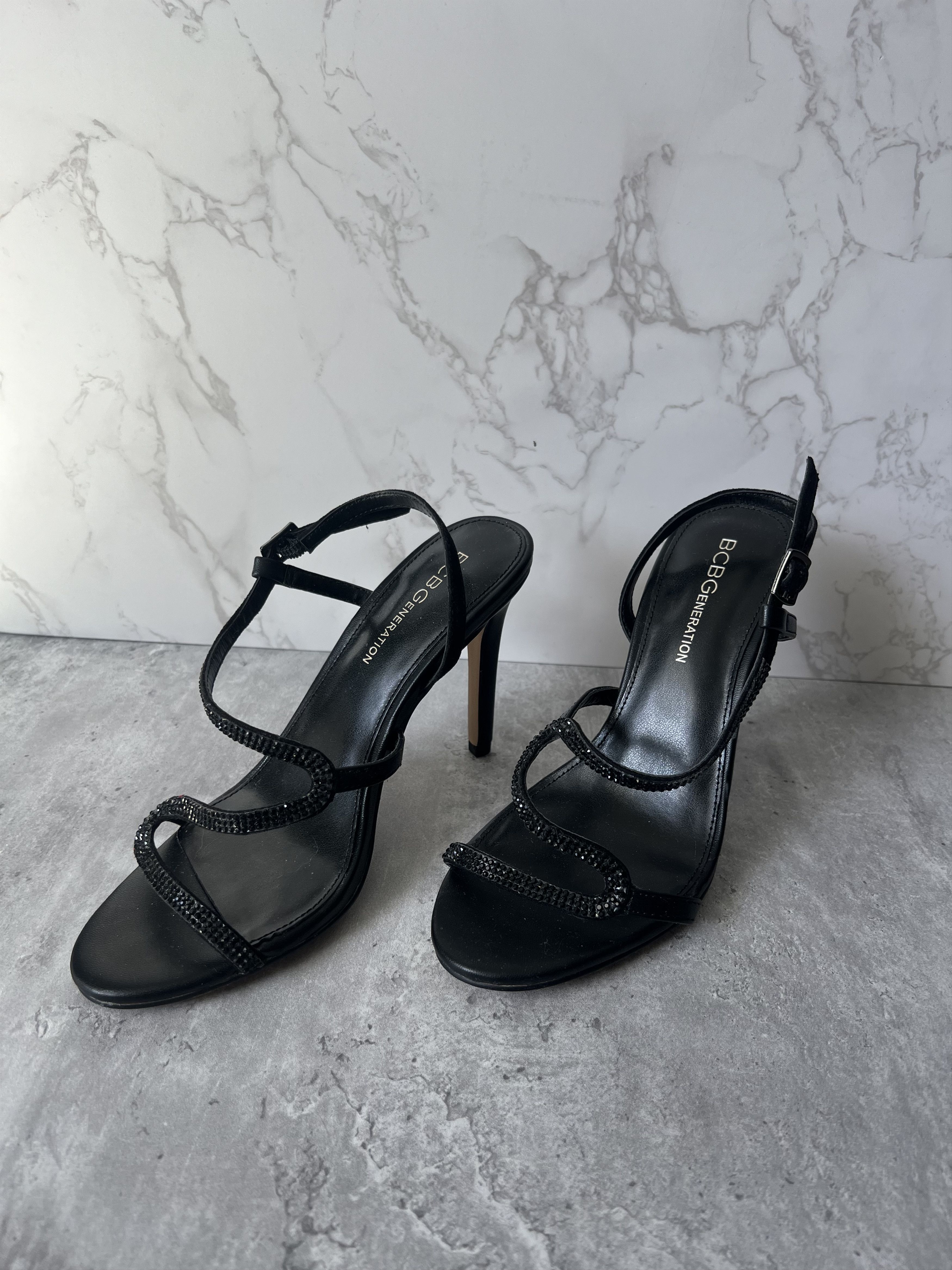 Bcbgmaxazria BCBGeneration Black Strappy Heeled Sandals - Size 6 Size US 6 / IT 36 - 2 Thumbnail