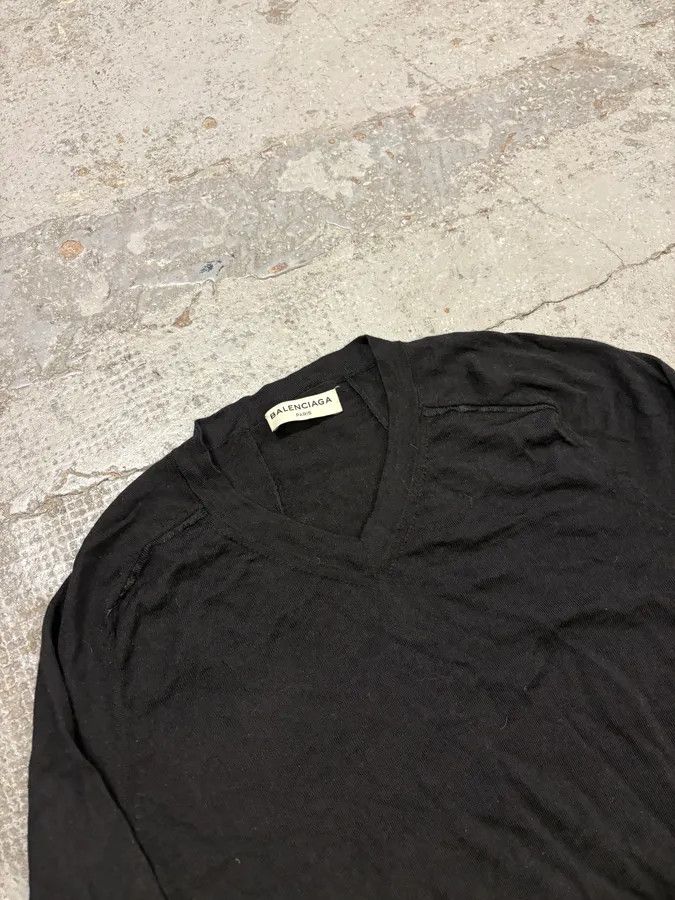 Balenciaga SS2014 Balenciaga Black Minimalist Wool Vneck Sweater Size US S / EU 44-46 / 1 - 5 Thumbnail