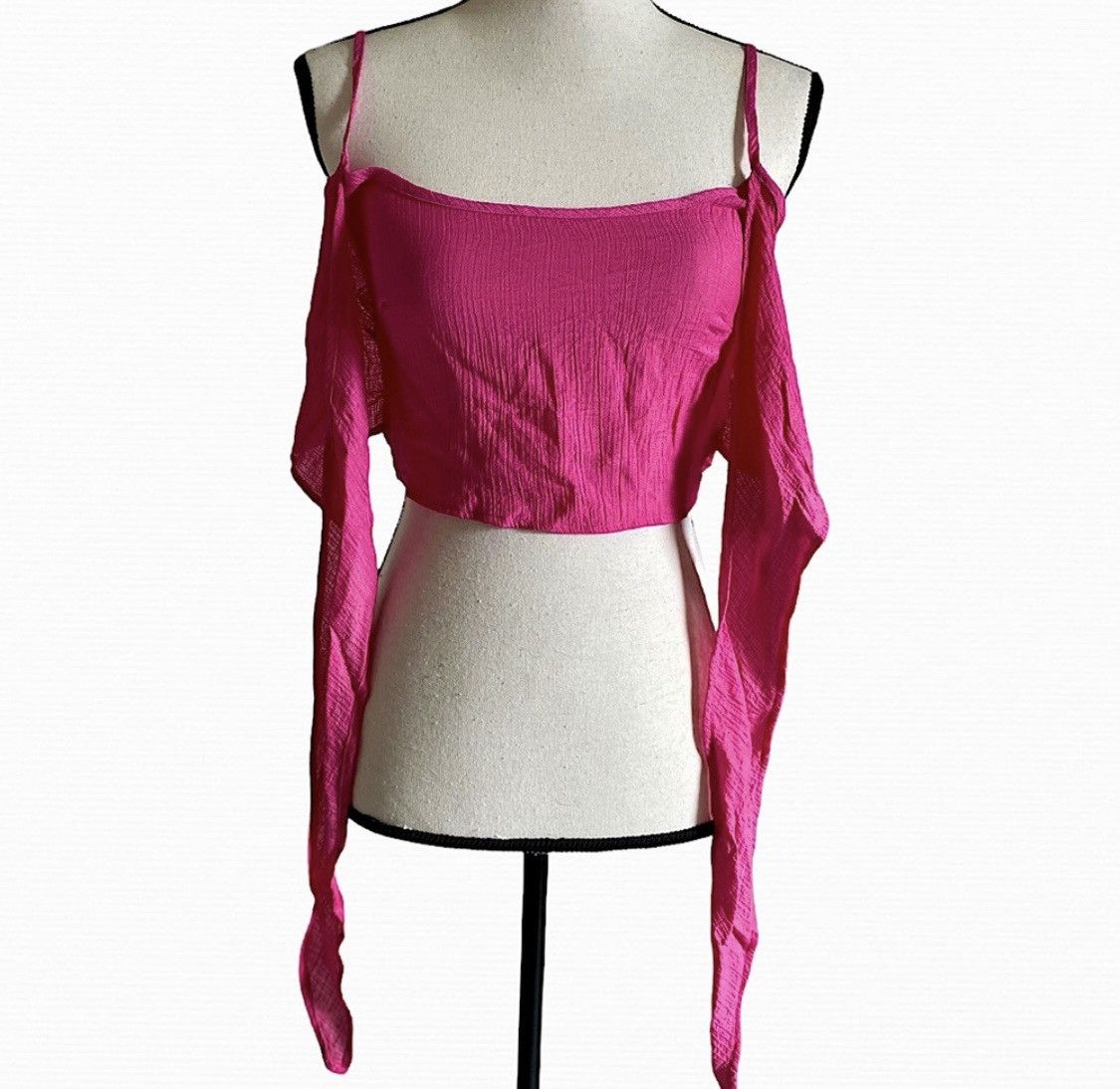 Other PINK BOW & TIE ADJUSTABLE CAMI CROP TOP TANK Size S / US 4 / IT 40 - 2 Thumbnail