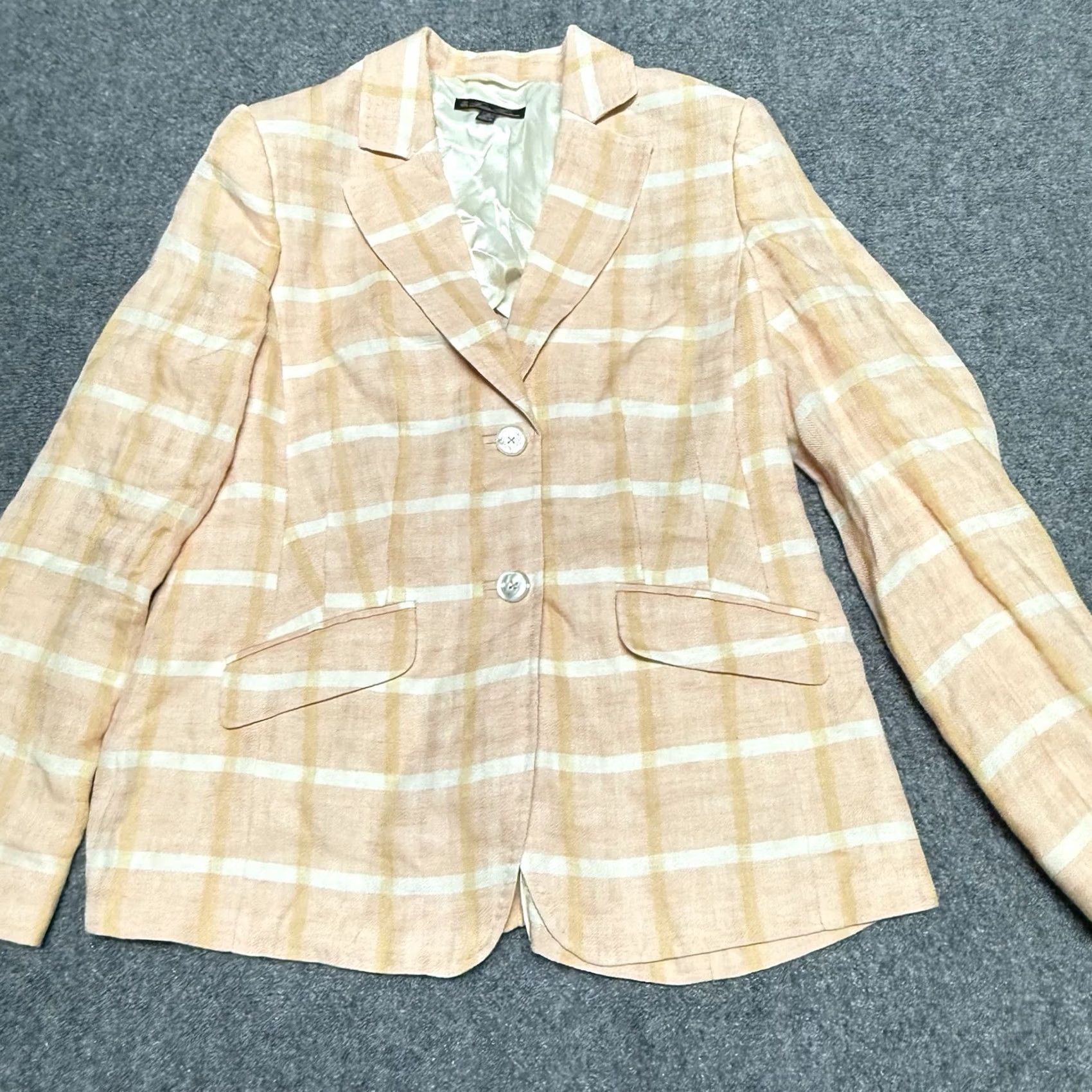 Brooks Brothers Brooks Brothers Blazer Jacket Womens 12 Checkered Linen Orange Button Pockets Casual Classic Designer Preppy Womens Size XL / US 12-14 / IT 48-50 - 2 Thumbnail