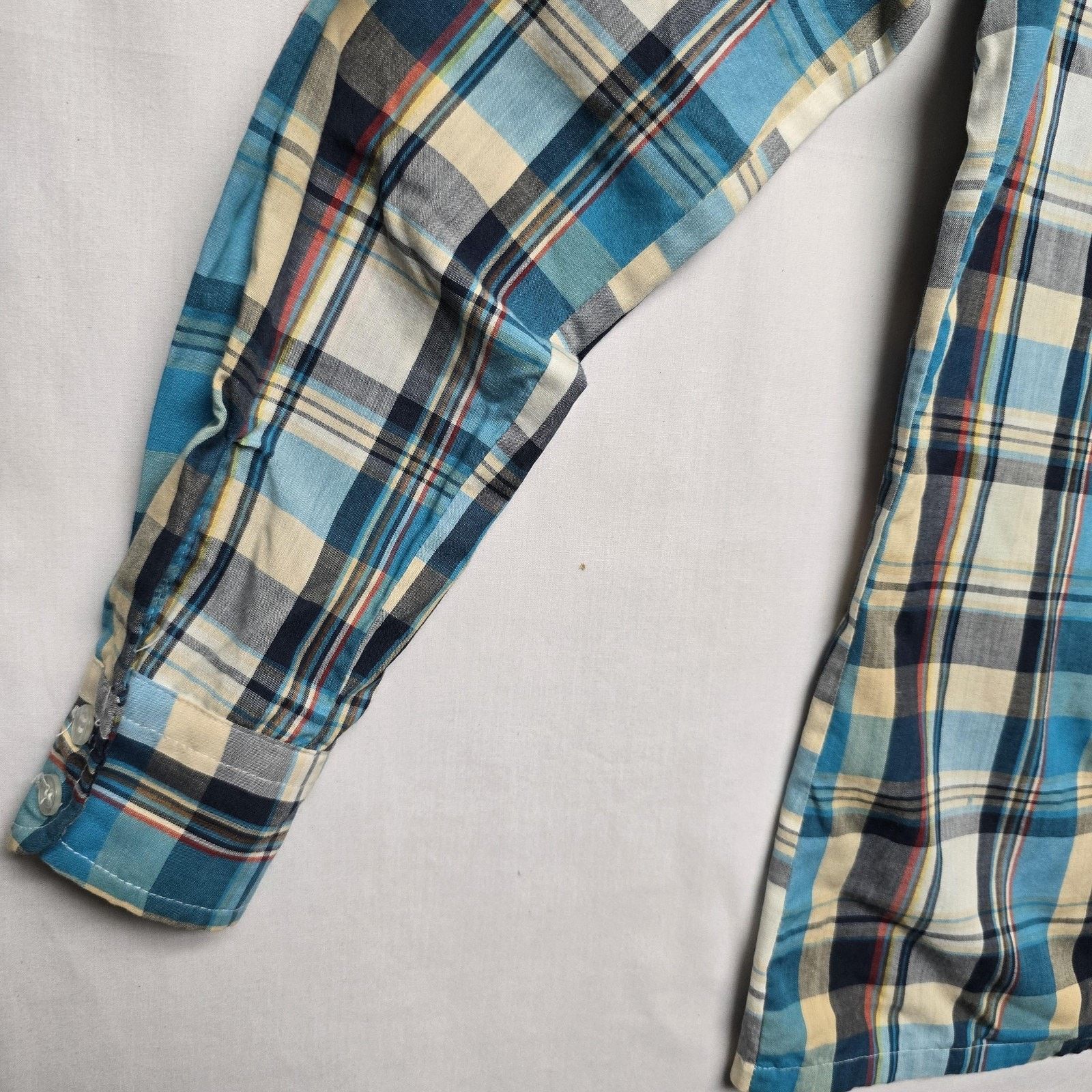 Vintage Vintage Plaid Shirt M 8 Blue Yellow Long Sleeve Button Down Size M / US 6-8 / IT 42-44 - 9 Thumbnail