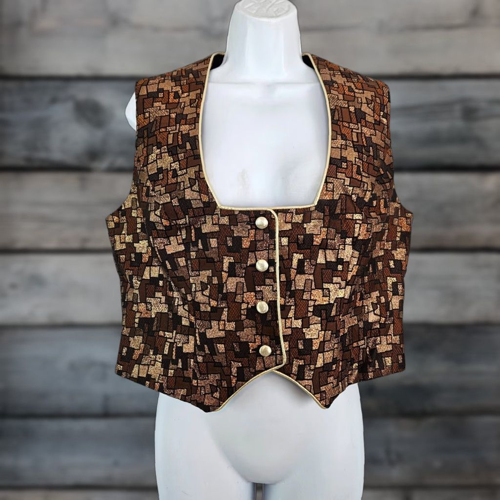 Vintage Hobby Horse Vest Womens L Brown Front Button VEST Size Large Casual Size L / US 10 / IT 46 - 1 Thumbnail