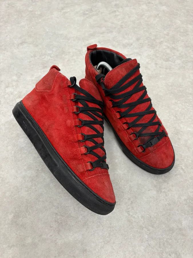 Balenciaga Balenciaga Arena Black & Red Suede Leather High Sneakers Size US 7.5 / EU 40-41 - 5 Thumbnail