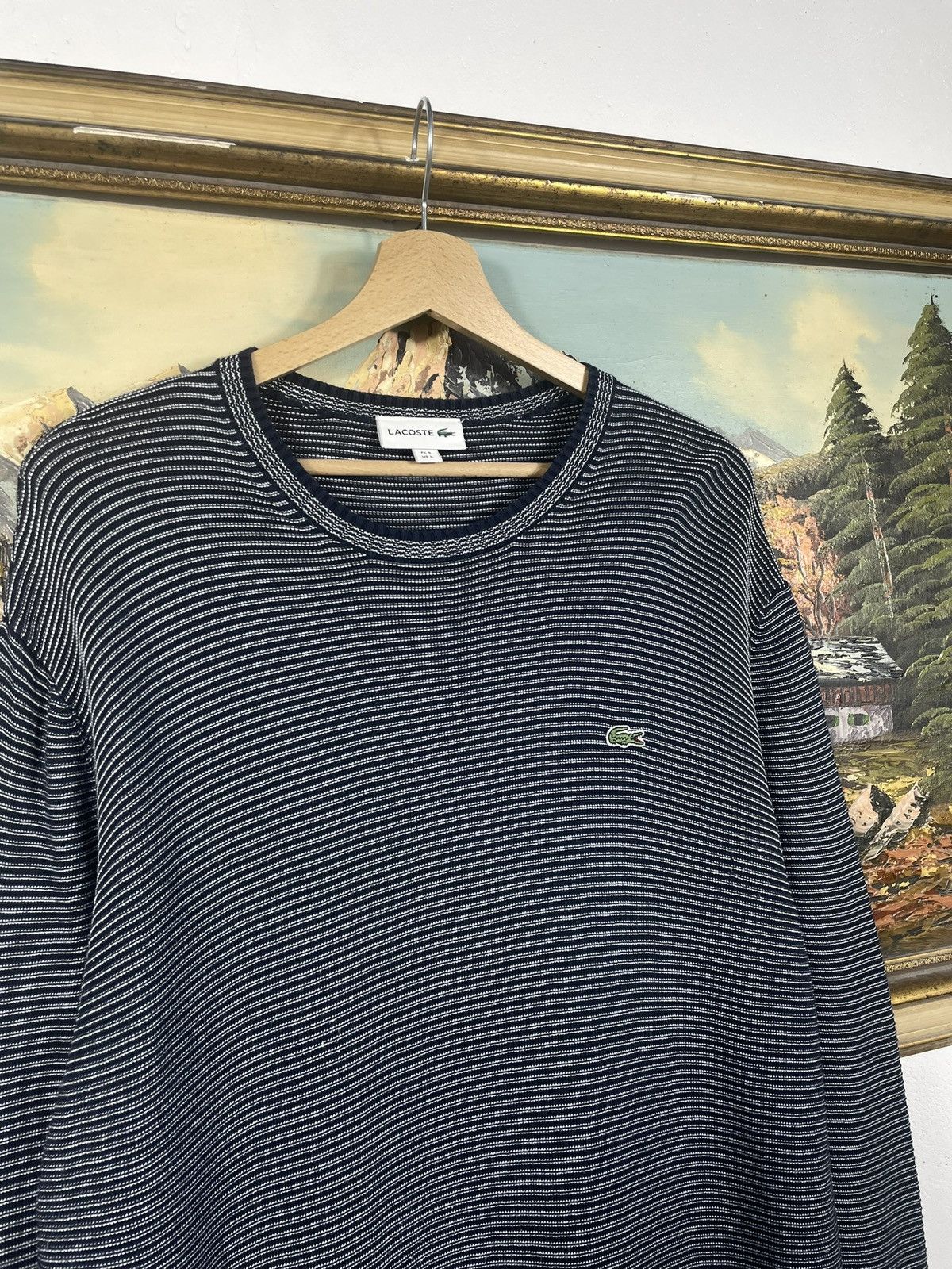 Lacoste × Vintage Lacoste retro y2k 00s Navy Striped jumper pull knitwear Size US L / EU 52-54 / 3 - 5 Thumbnail