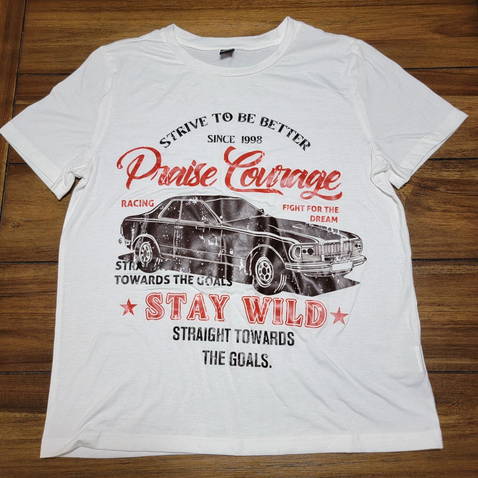 Shein Shein White Tee "Praise Courage Stay Wild" - Size Small Size S / US 4 / IT 40 - 1 Thumbnail
