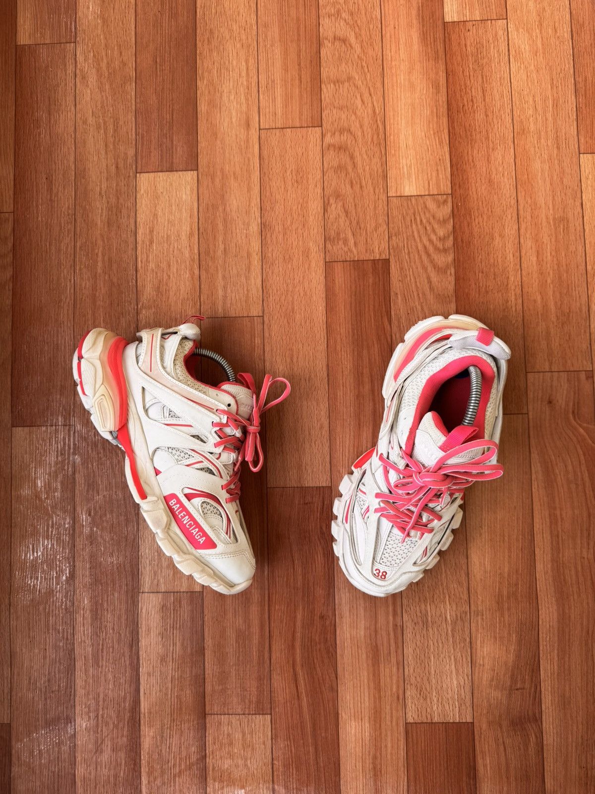 Balenciaga 💕🔥BALENCIAGA PINK / WHITE TRACK SNEAKERS Size US 8 / IT 38 - 4 Thumbnail
