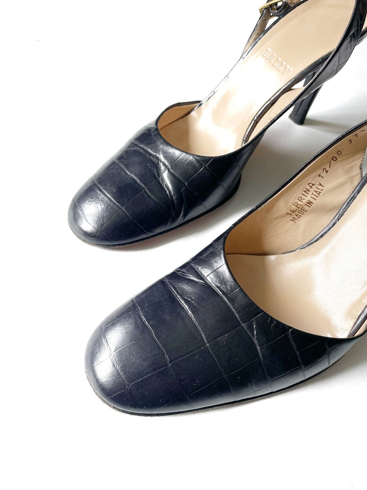 Bally Bally Terrina Women Croc Style Leather Heels Size 37.5 Italy Size US 7.5 / IT 37.5 - 4 Thumbnail
