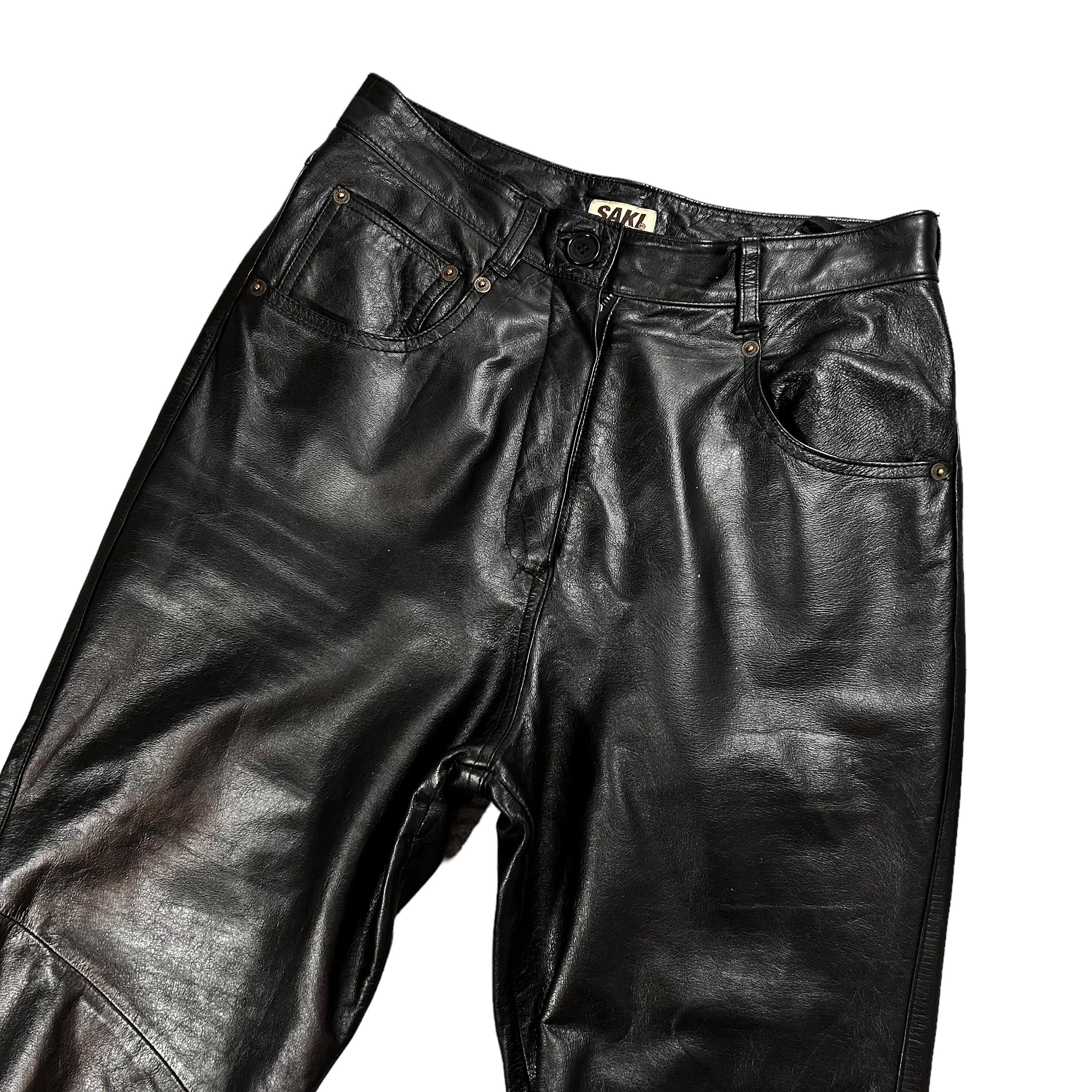 Leather × Vintage Vintage Black Leather Women's Pants Slim W28L30 Size 28" / US 6 / IT 42 - 3 Thumbnail