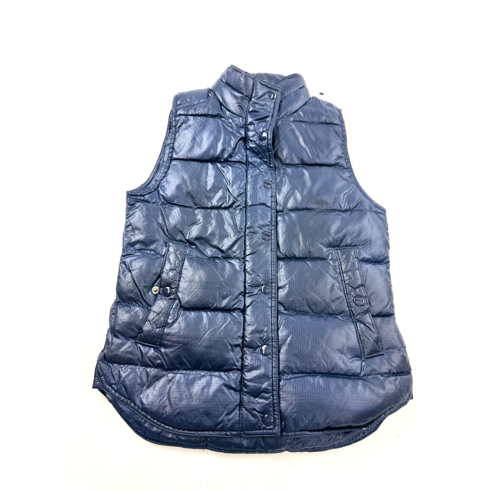 J.Crew VINTAGE J.Crew Vest Womens 2XS Blue Shiny Mock Neck Puffer Snap Inside Zipper Size XXS / US 00 / IT 34 - 2 Thumbnail