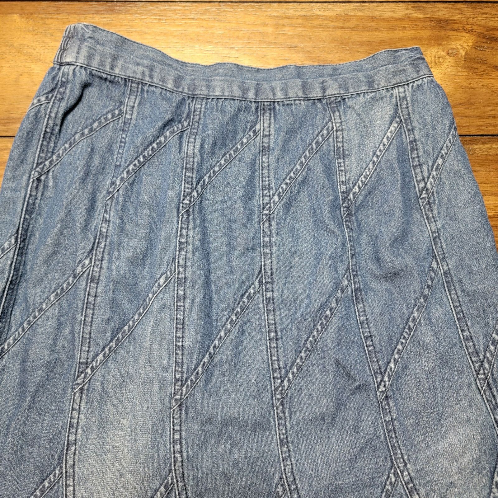 Other Studio West Thin Denim Maxi Flared Skirt - Size Small Size 28" / US 6 / IT 42 - 2 Thumbnail