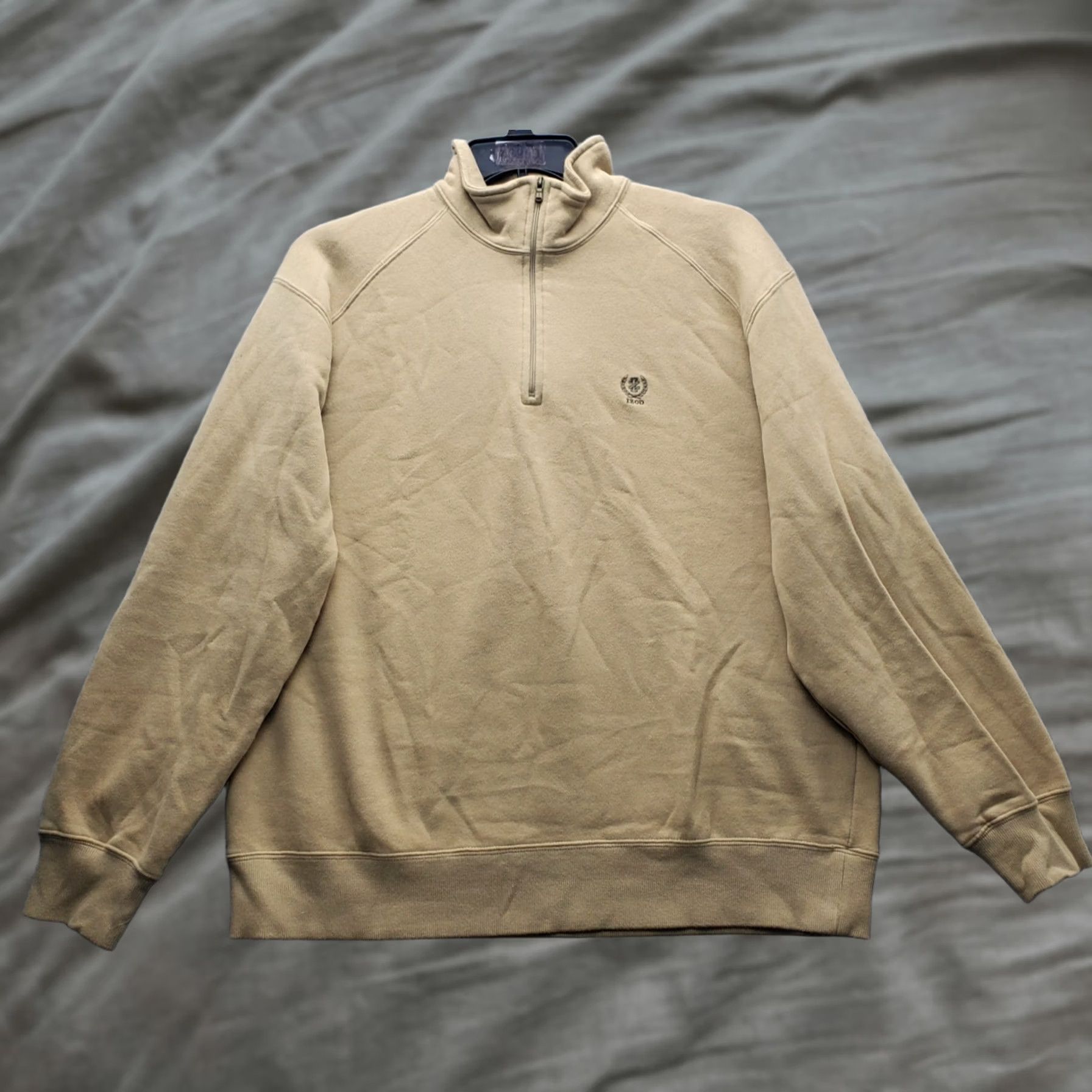 Izod IZOD Sweatshirt Mens XL Brown Embroidered Logo Raglan Sleeve 1/4 Zip Mock Neck High Neck Zip Pullover Shirt Mens XL Brown Logo Raglan Sleeve 1/4 Zip Size US XL / EU 56 / 4 - 1 Thumbnail