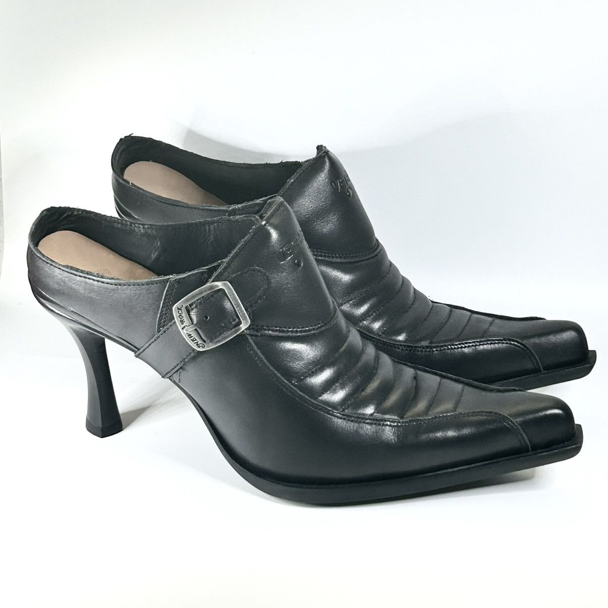 New Vetements x New Rock Leather Moto Mules Size 40EU/10US