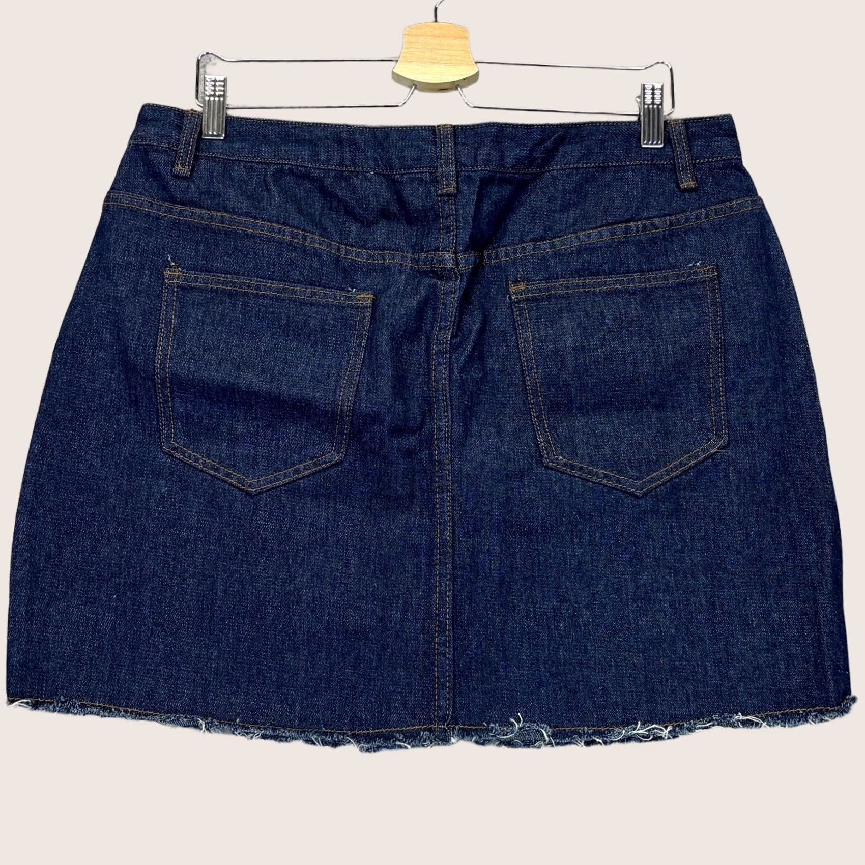 Boohoo Boohoo Denim Skirt Plus High Rise Fray Hem UK 16 Dark Wash Indigo Womens BNWT Size 38" / US 16 / IT 52 - 1 Thumbnail
