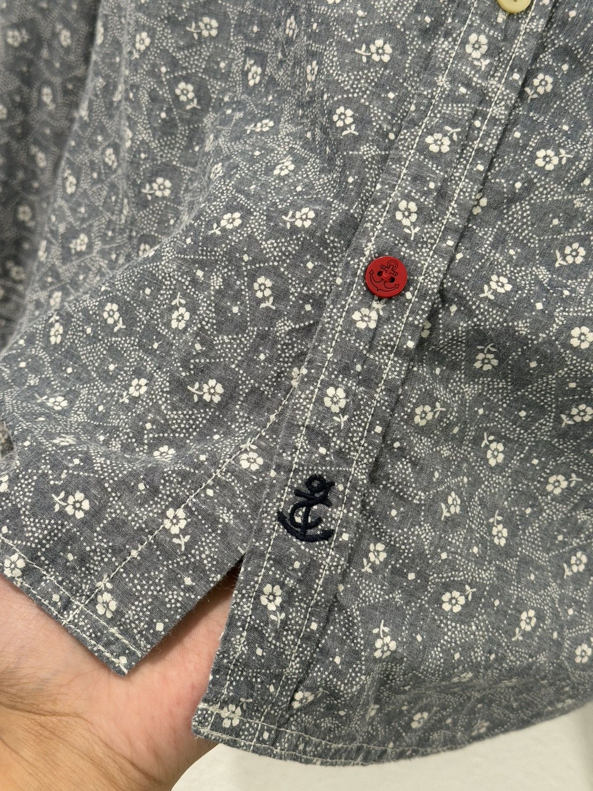 CPO CPO Button Up Shirt Men's Medium Blue White Flower Pattern Size US M / EU 48-50 / 2 - 3 Thumbnail