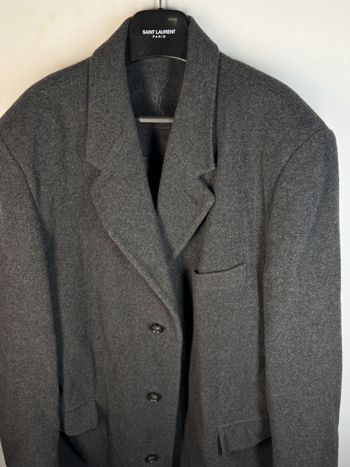 Yves Saint Laurent Grey Wool YSL Coat Heavy Soft Long Size US L / EU 52-54 / 3 - 10 Thumbnail