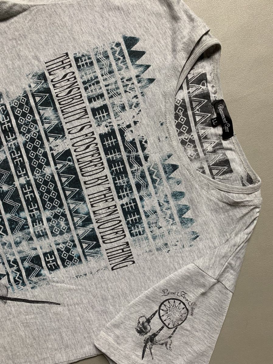 Beauty Beast × If Six Was Nine × Japanese Brand Beaumont Carr Poem Feather Double Layer Tshirt Size US L / EU 52-54 / 3 - 4 Thumbnail