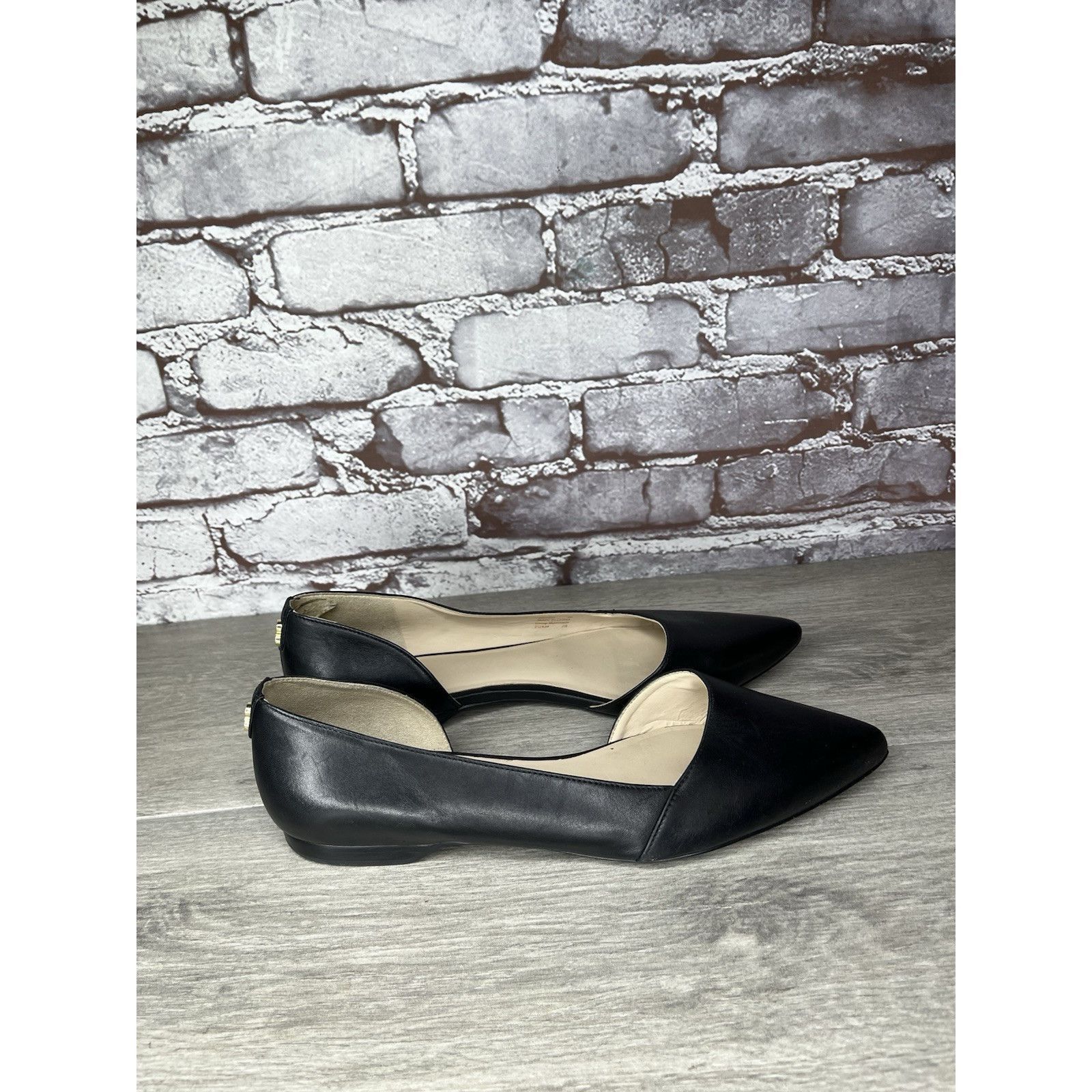 Cole Haan Cole Haan D’Orsay Black Leather Pointed Toe Slip On Flats Wo Size US 8 / IT 38 - 4 Thumbnail