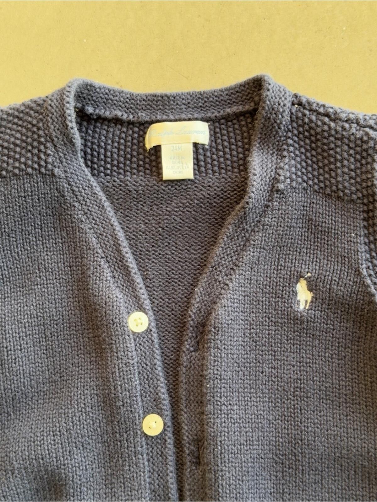 Polo Ralph Lauren Ralph Lauren / Cotton Knit Cardigan Sweater / Navy / 24M Size US XXS / EU 40 - 3 Thumbnail