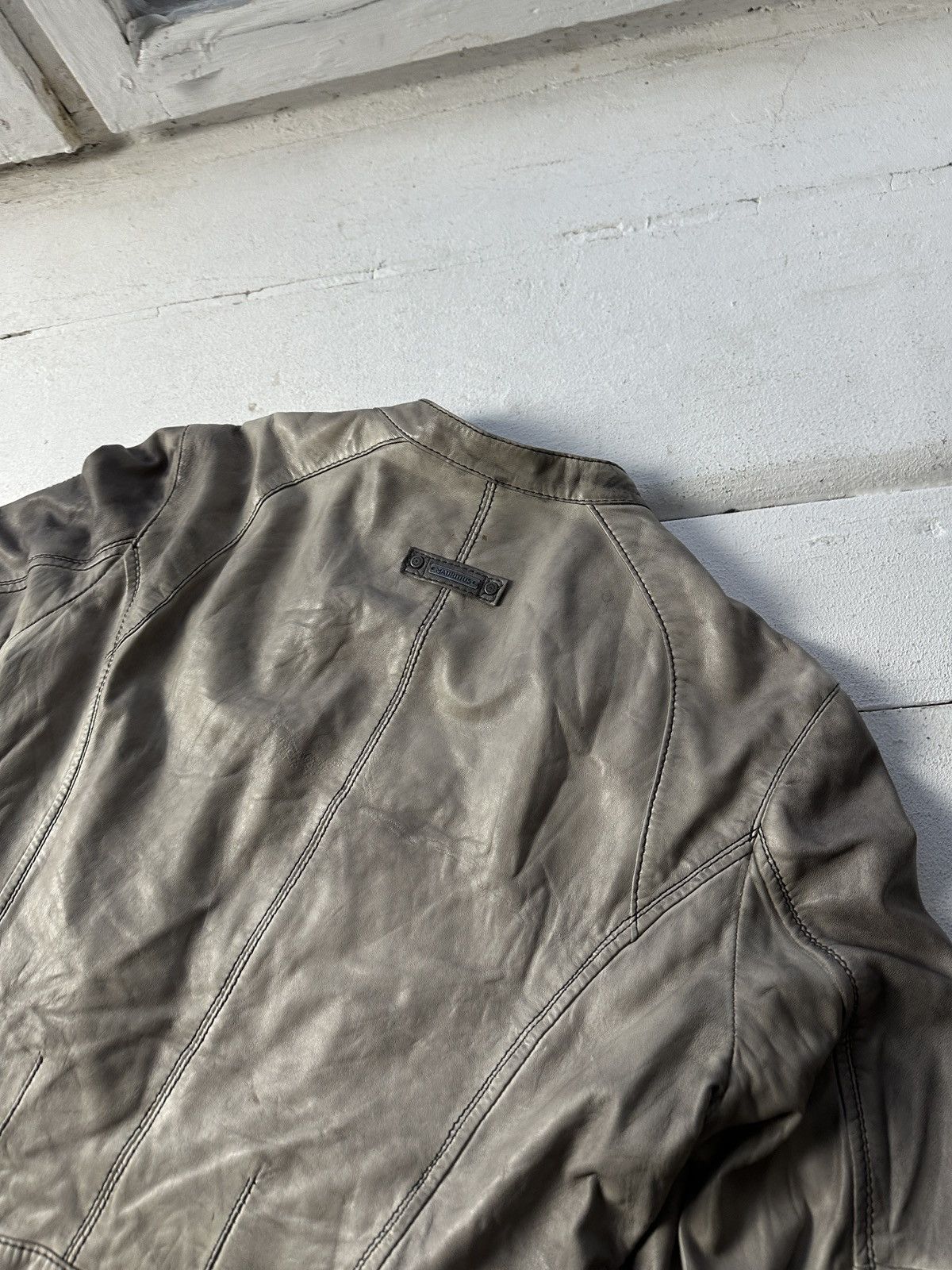 Other 🚨Y2K RICK OWENS TYPE DIRTY SLIM FIT ZIP LEATHER JACKET Size S / US 4 / IT 40 - 12 Thumbnail
