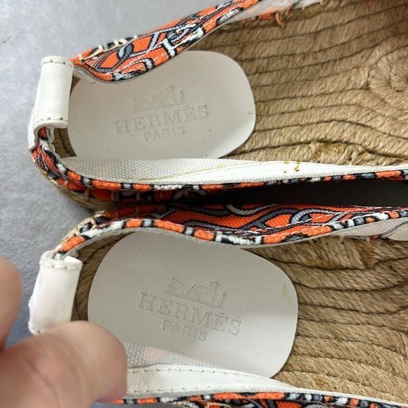 Hermes Hermes Printed Woven Chain Jute Espadrille Flats Size US 8 / IT 38 - 7 Thumbnail